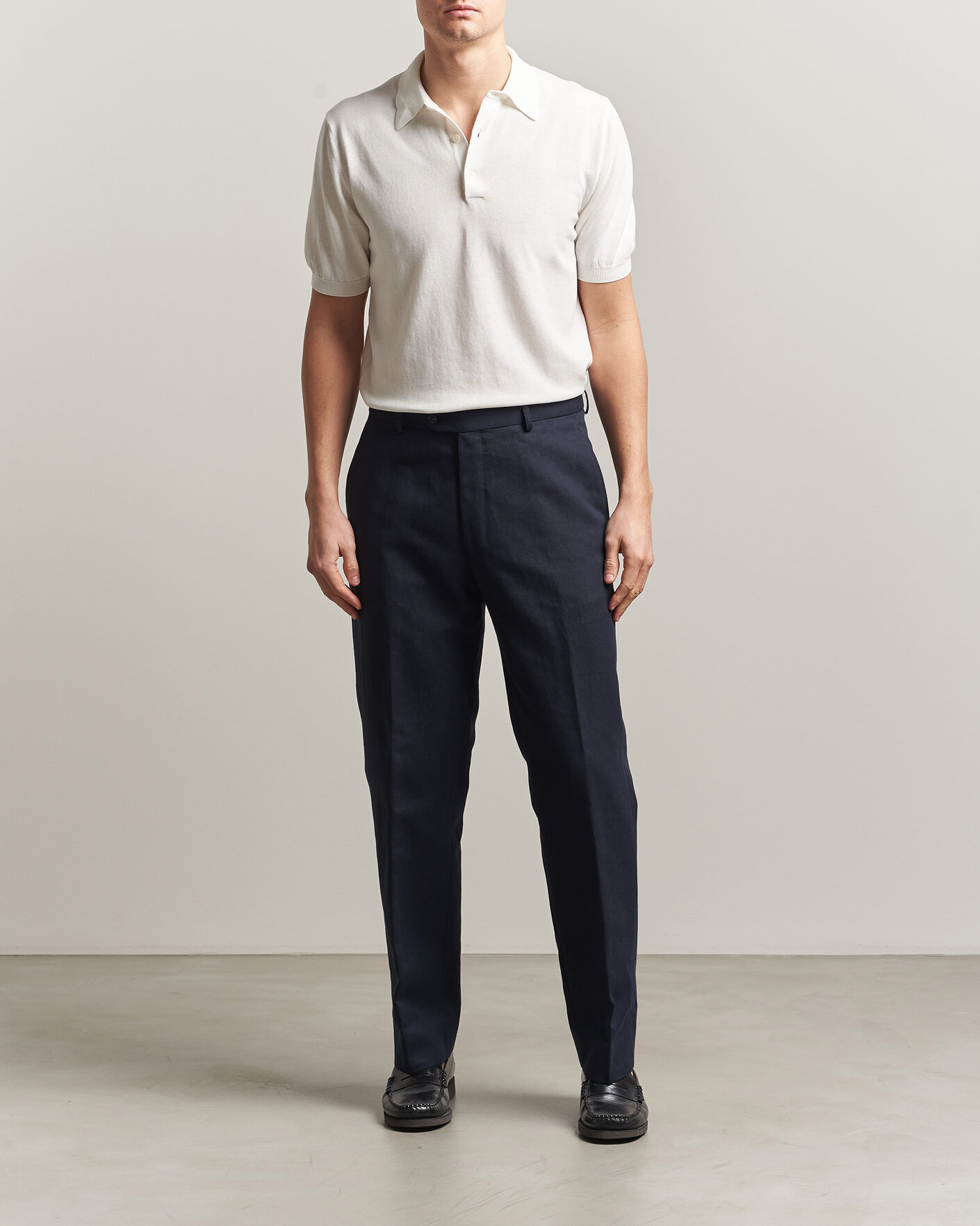 Mies | Pikeet | Morgano | Knitted Cotton Crepe Polo Latte