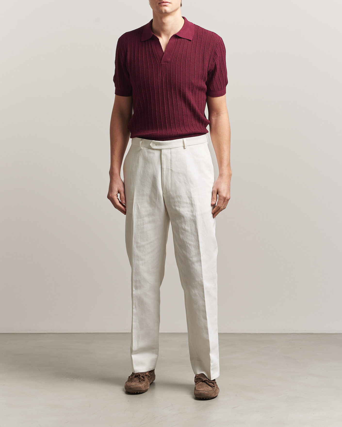Mies | Pikeet | Morgano | Structured Knitted Polo Burgundy