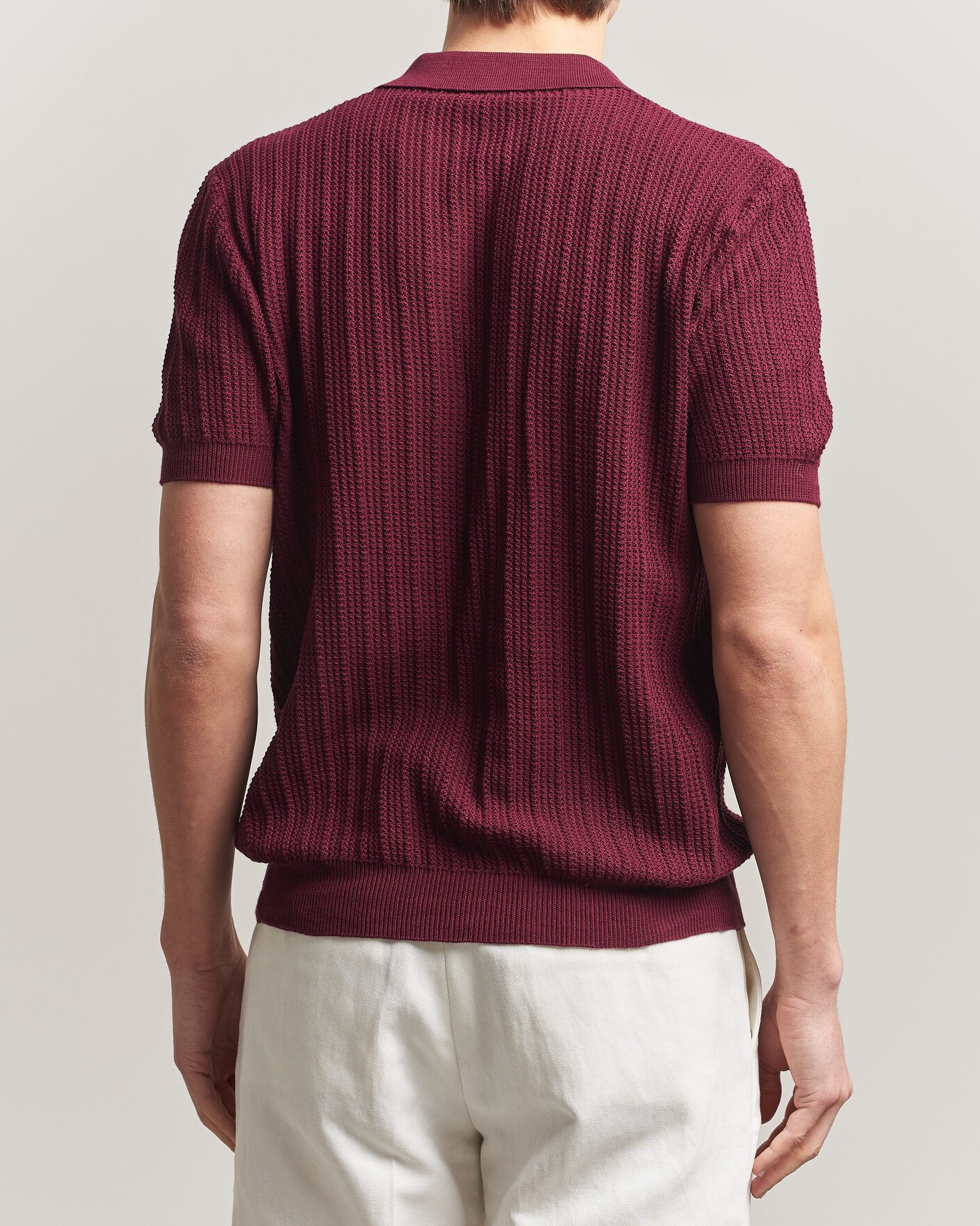 Mies | Pikeet | Morgano | Structured Knitted Polo Burgundy