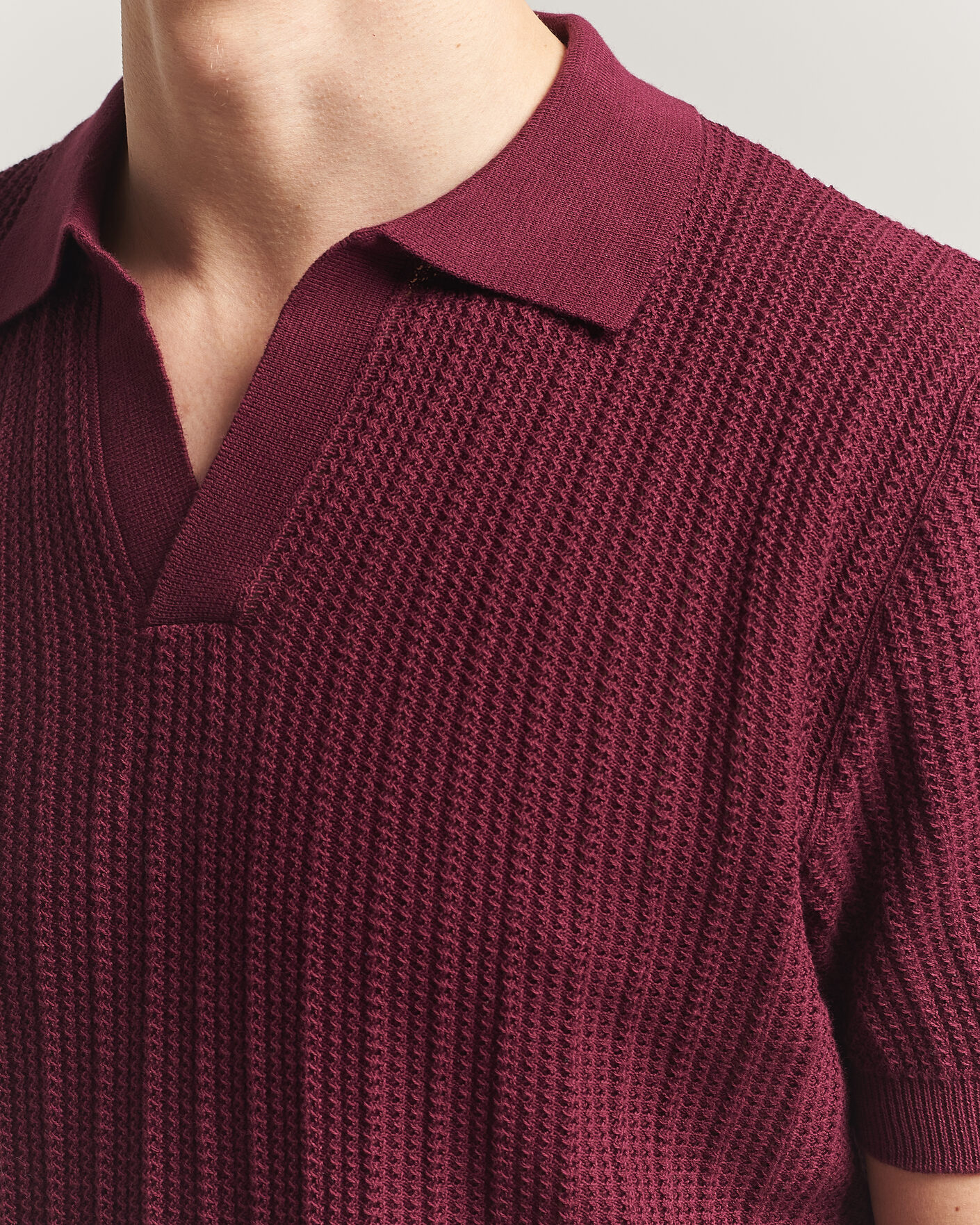 Mies | Pikeet | Morgano | Structured Knitted Polo Burgundy