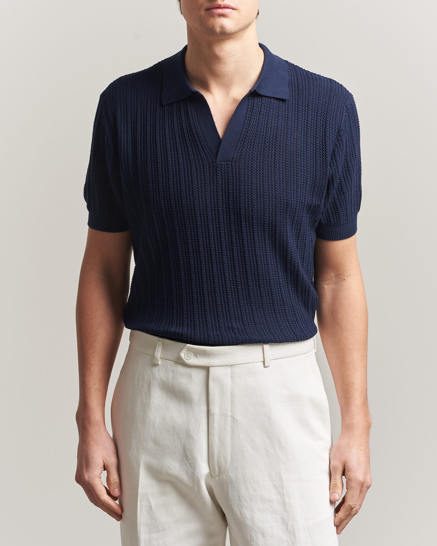 Mies | Pikeet | Morgano | Structured Knitted Polo Navy