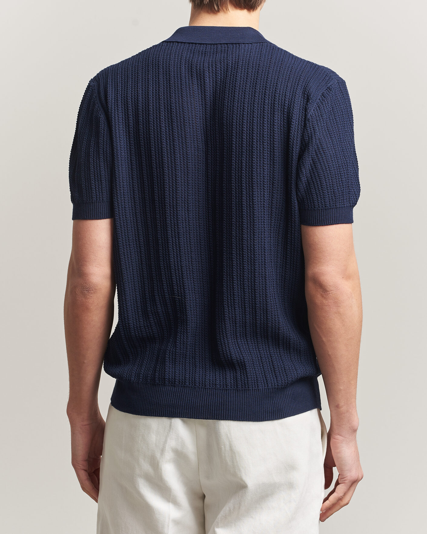 Mies | Pikeet | Morgano | Structured Knitted Polo Navy