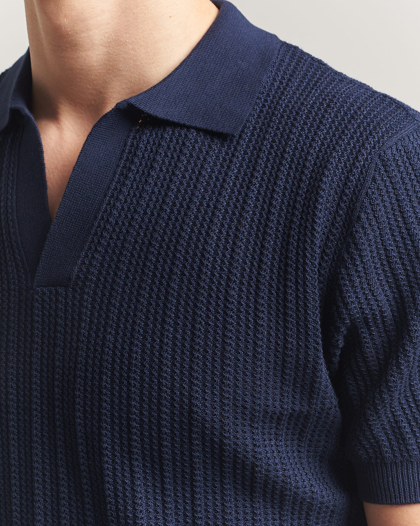 Mies | Pikeet | Morgano | Structured Knitted Polo Navy