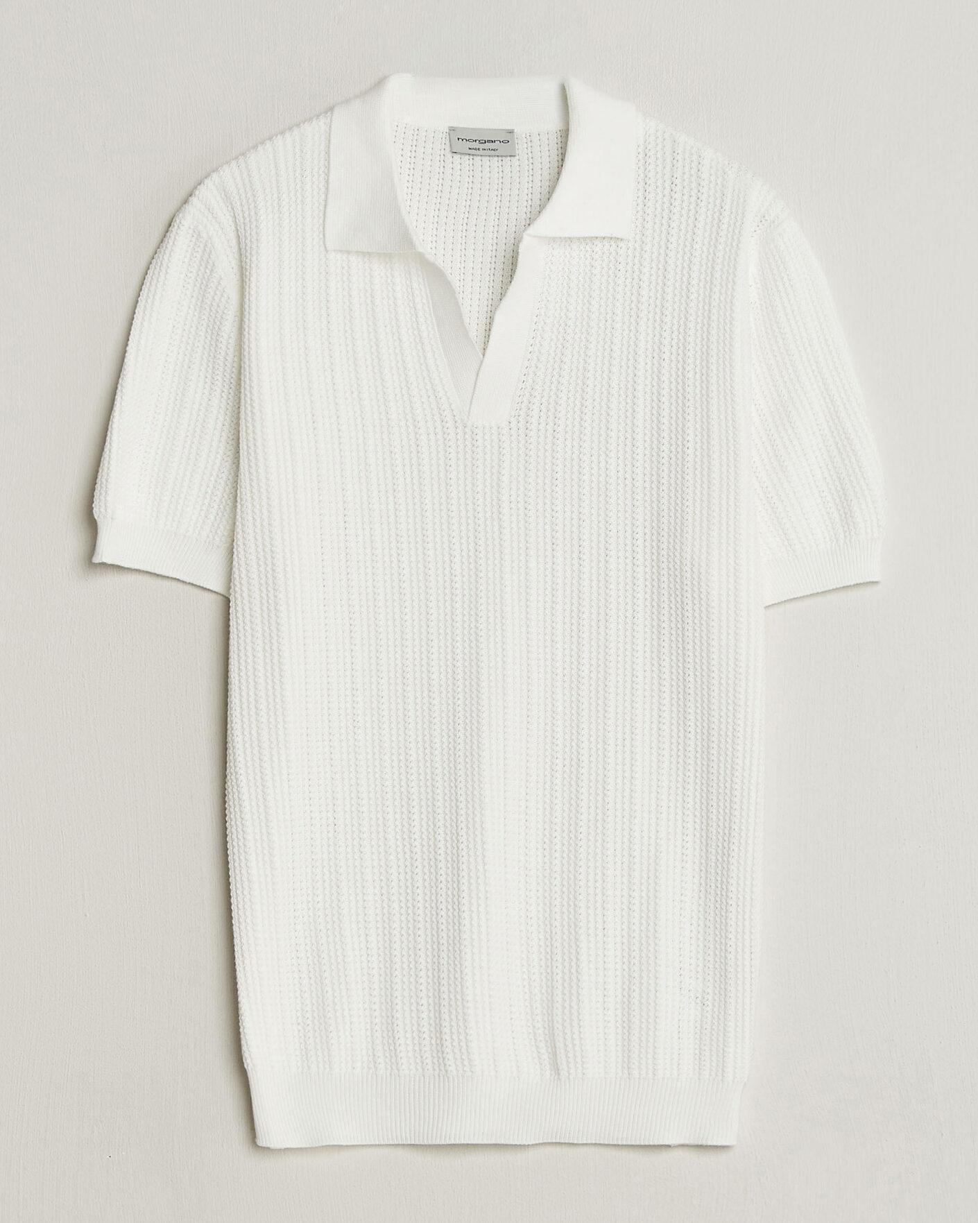 Mies | Pikeet | Morgano | Structured Knitted Polo White
