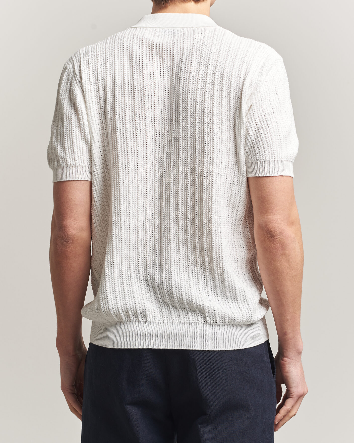 Mies | Pikeet | Morgano | Structured Knitted Polo White