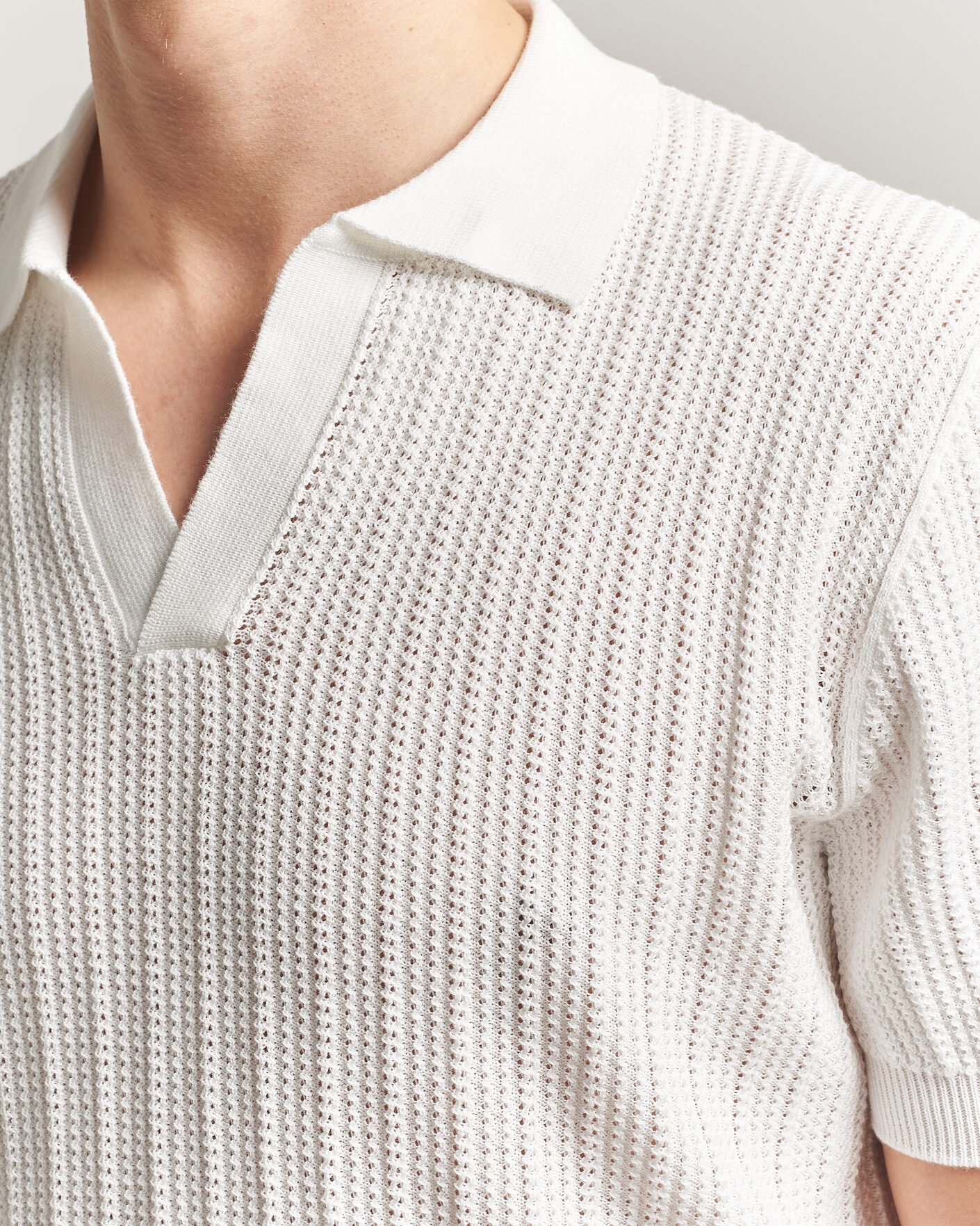 Mies | Pikeet | Morgano | Structured Knitted Polo White