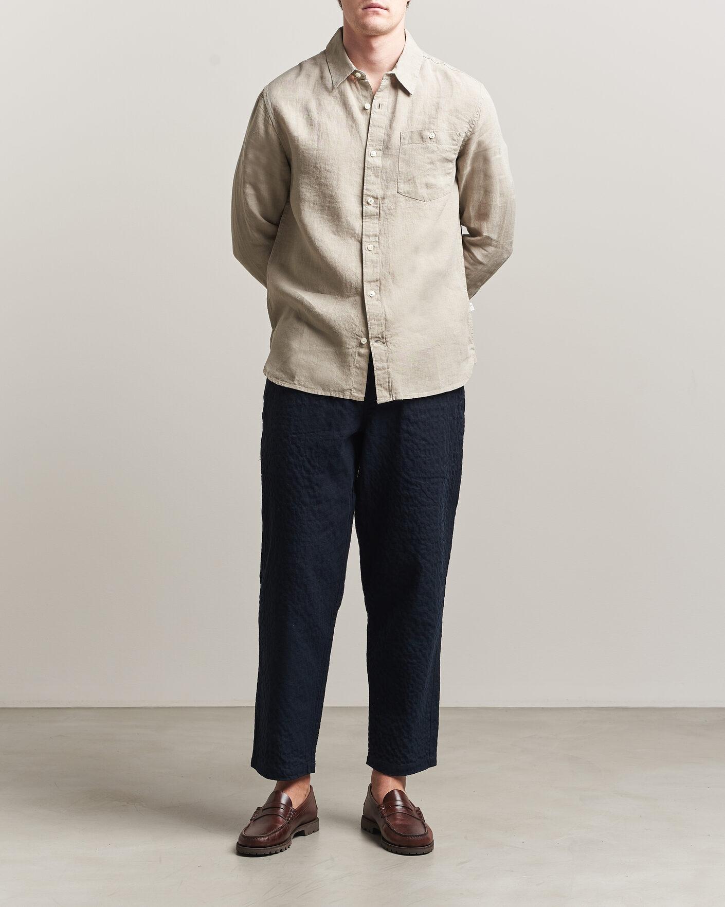 Mies | Kauluspaidat | KnowledgeCotton Apparel | Regular Linen Shirt Twill