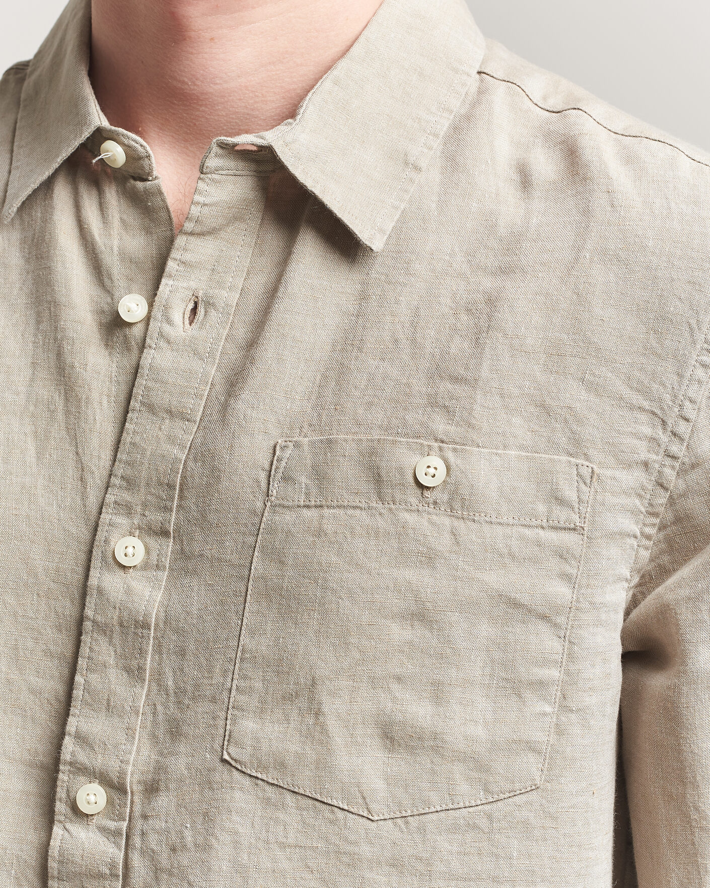 Mies | Kauluspaidat | KnowledgeCotton Apparel | Regular Linen Shirt Twill