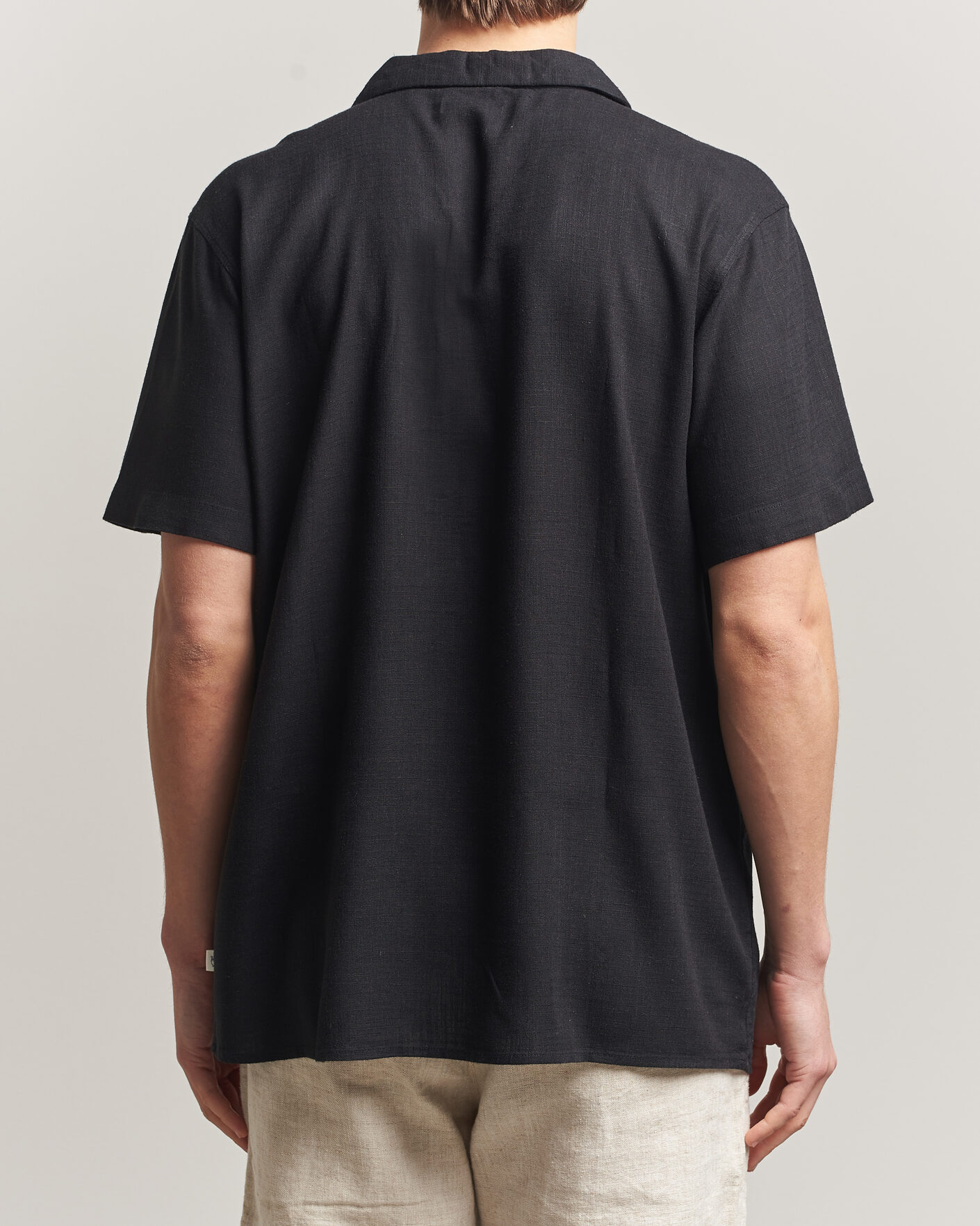 Mies | Kauluspaidat | KnowledgeCotton Apparel | Linen/Lyocell Resort Shirt Black
