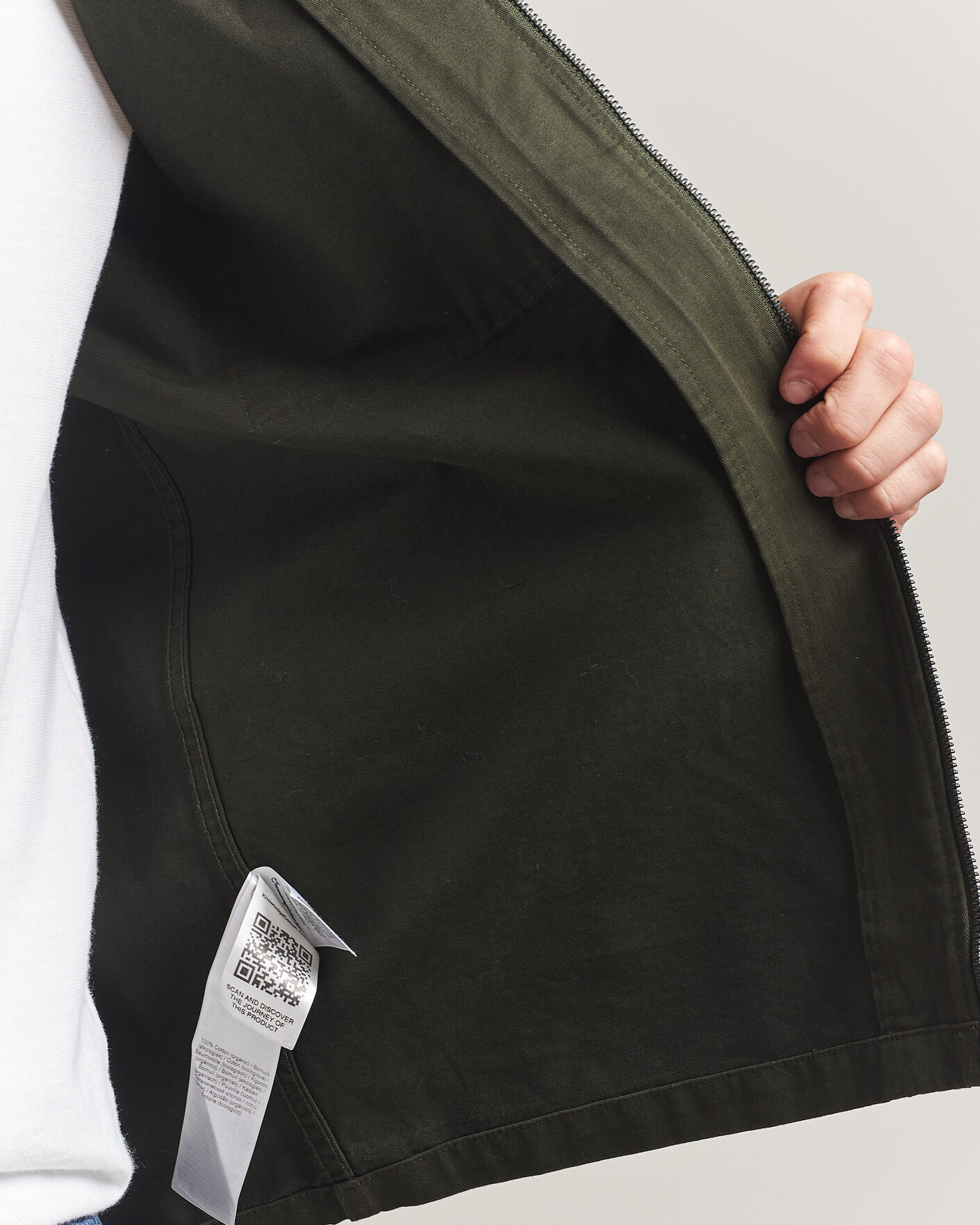 Mies | Kauluspaidat | KnowledgeCotton Apparel | Cotton Twill Stretch Zip Overshirt Forest Night