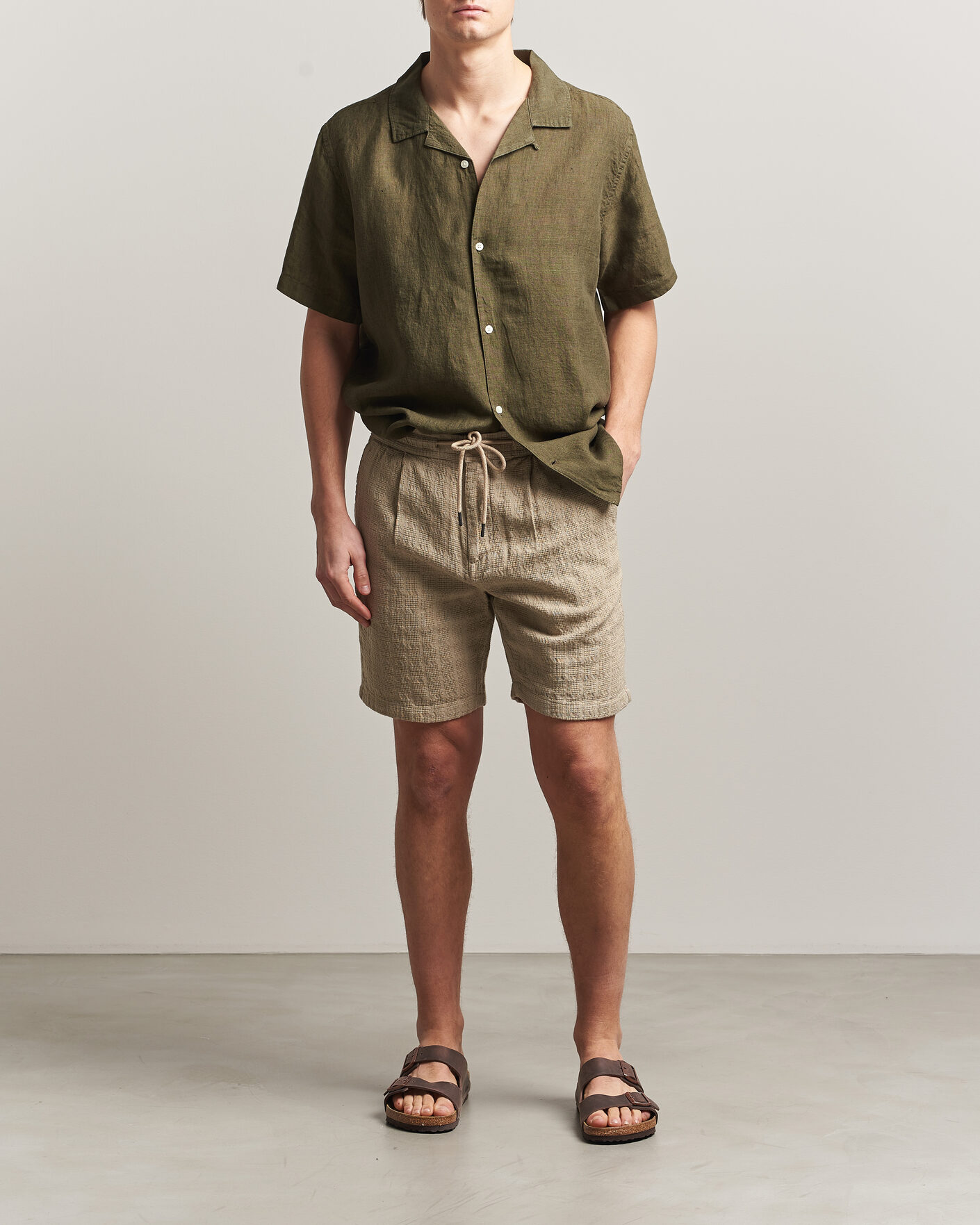 Mies | Shortsit | KnowledgeCotton Apparel | Structured Cotton Dobby Shorts Twill