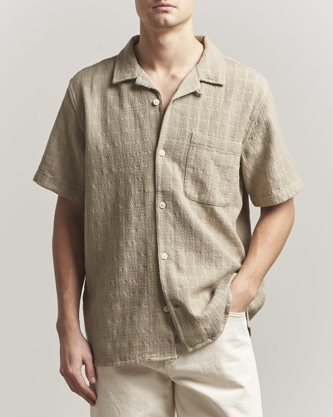 Mies | Kauluspaidat | KnowledgeCotton Apparel | Structured Cotton Dobby Shirt Twill