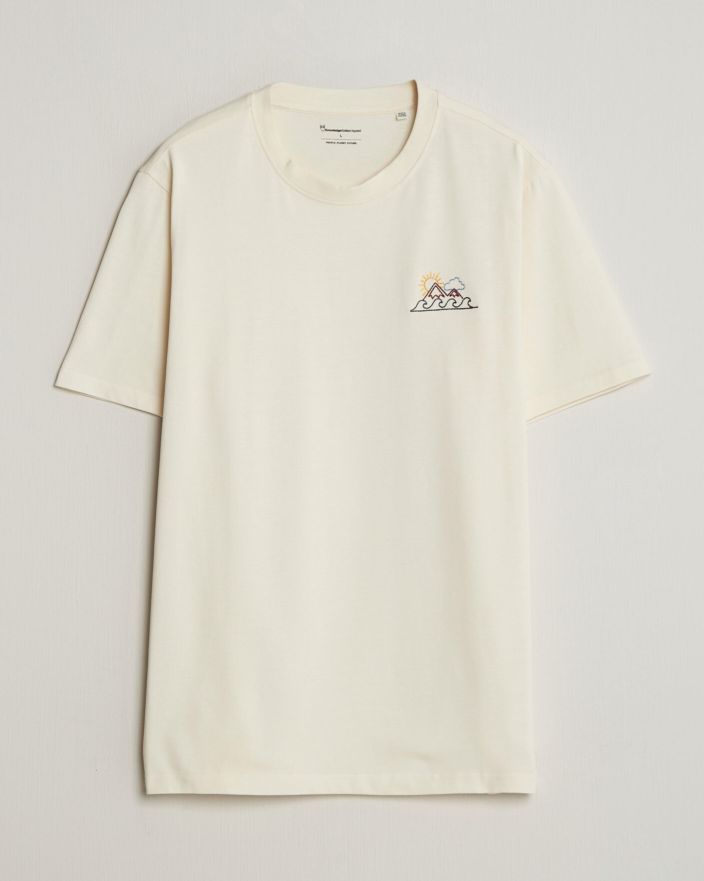 Mies | T-paidat | KnowledgeCotton Apparel | Chest Print T-Shirt Egret