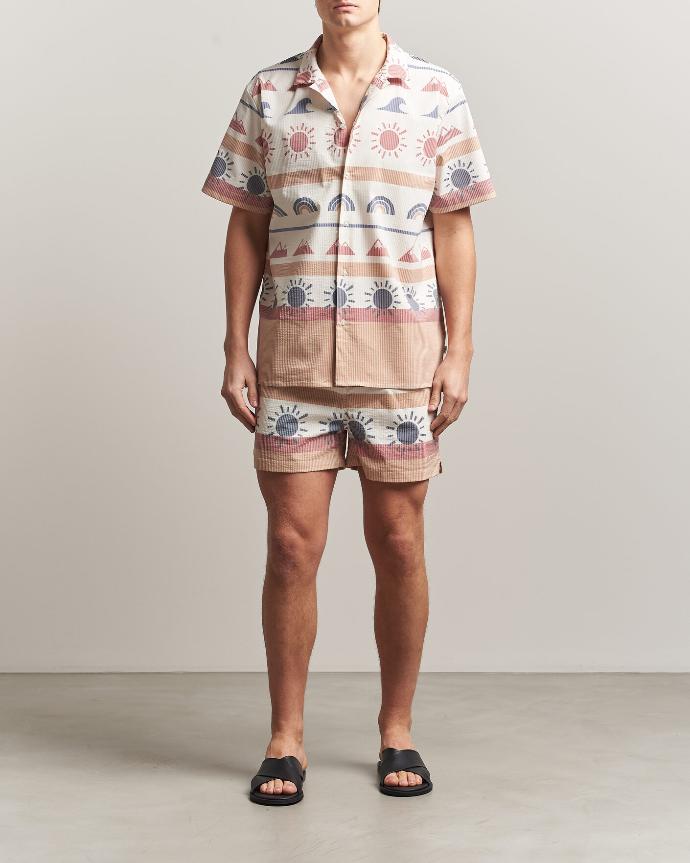 Mies | Kauluspaidat | KnowledgeCotton Apparel | Relaxed Printed AOP Short Sleeve Shirt Multi