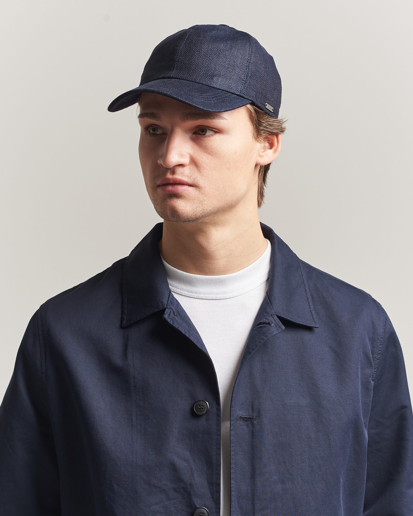 Mies | Päähineet | Wigéns | Baseball Linen Herringbone Cap Navy