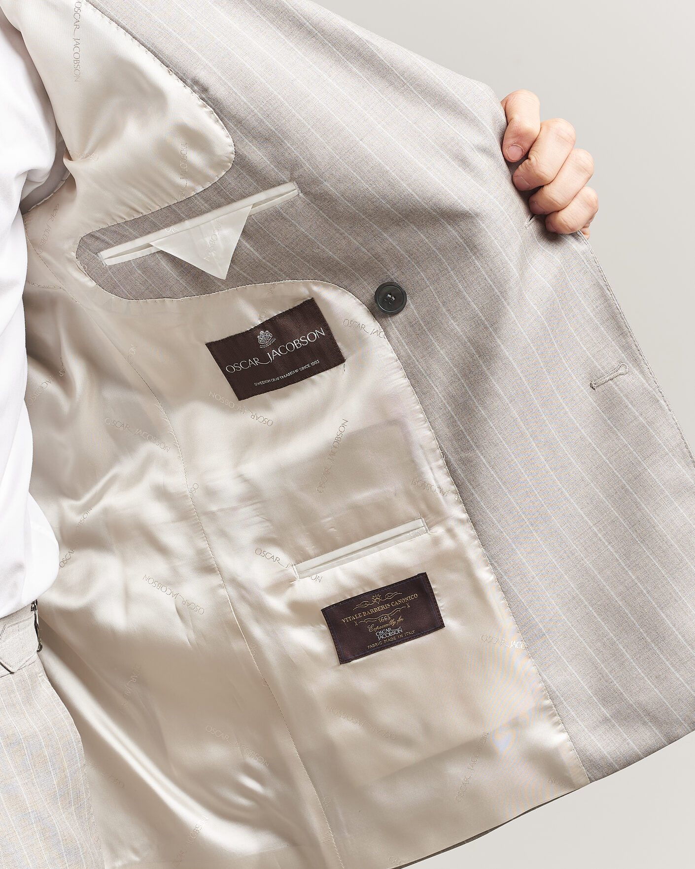 Mies | Pikkutakit | Oscar Jacobson | Richard Striped Wool Blazer Beige