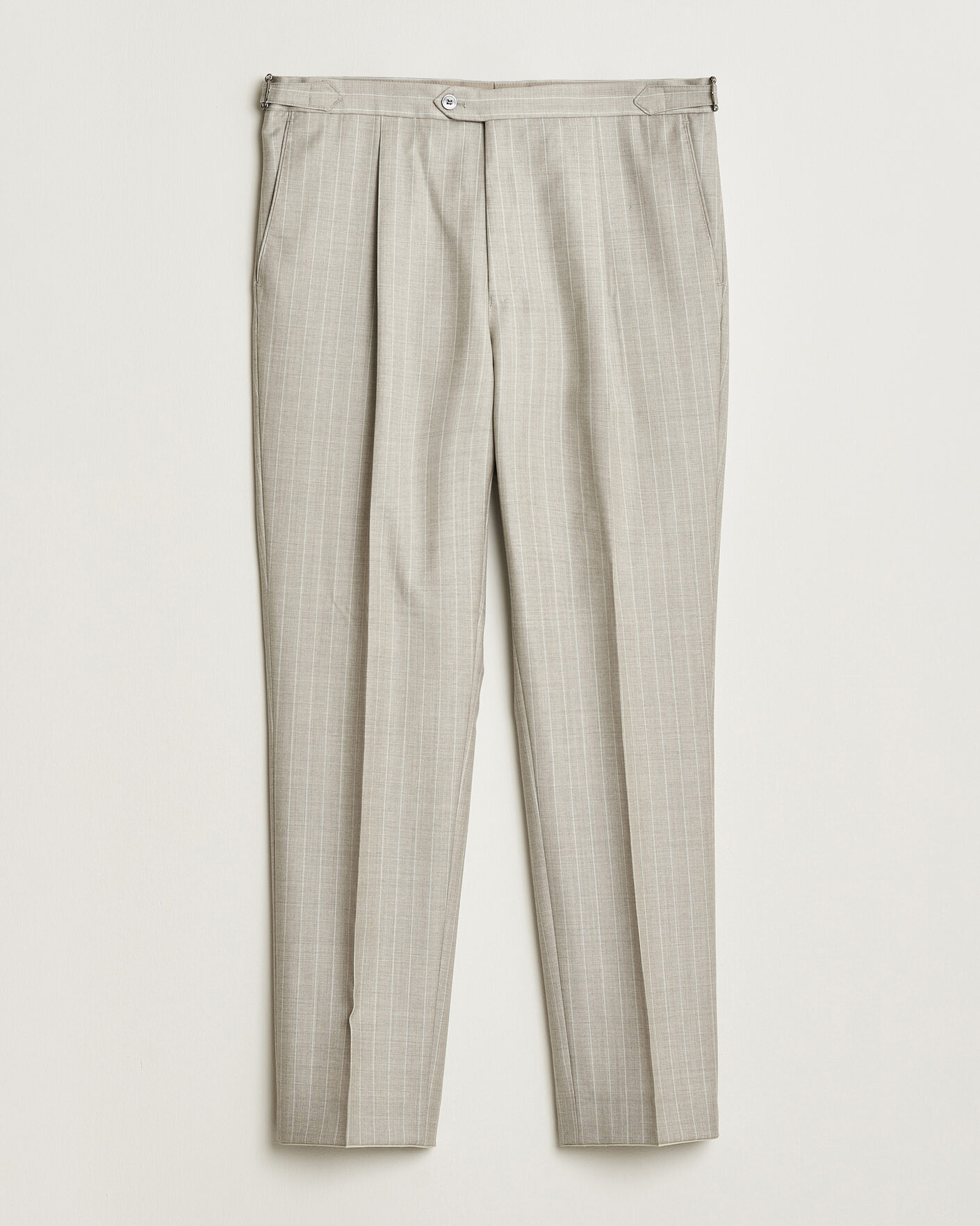 Mies | Housut | Oscar Jacobson | Delon Striped Wool Trousers Beige