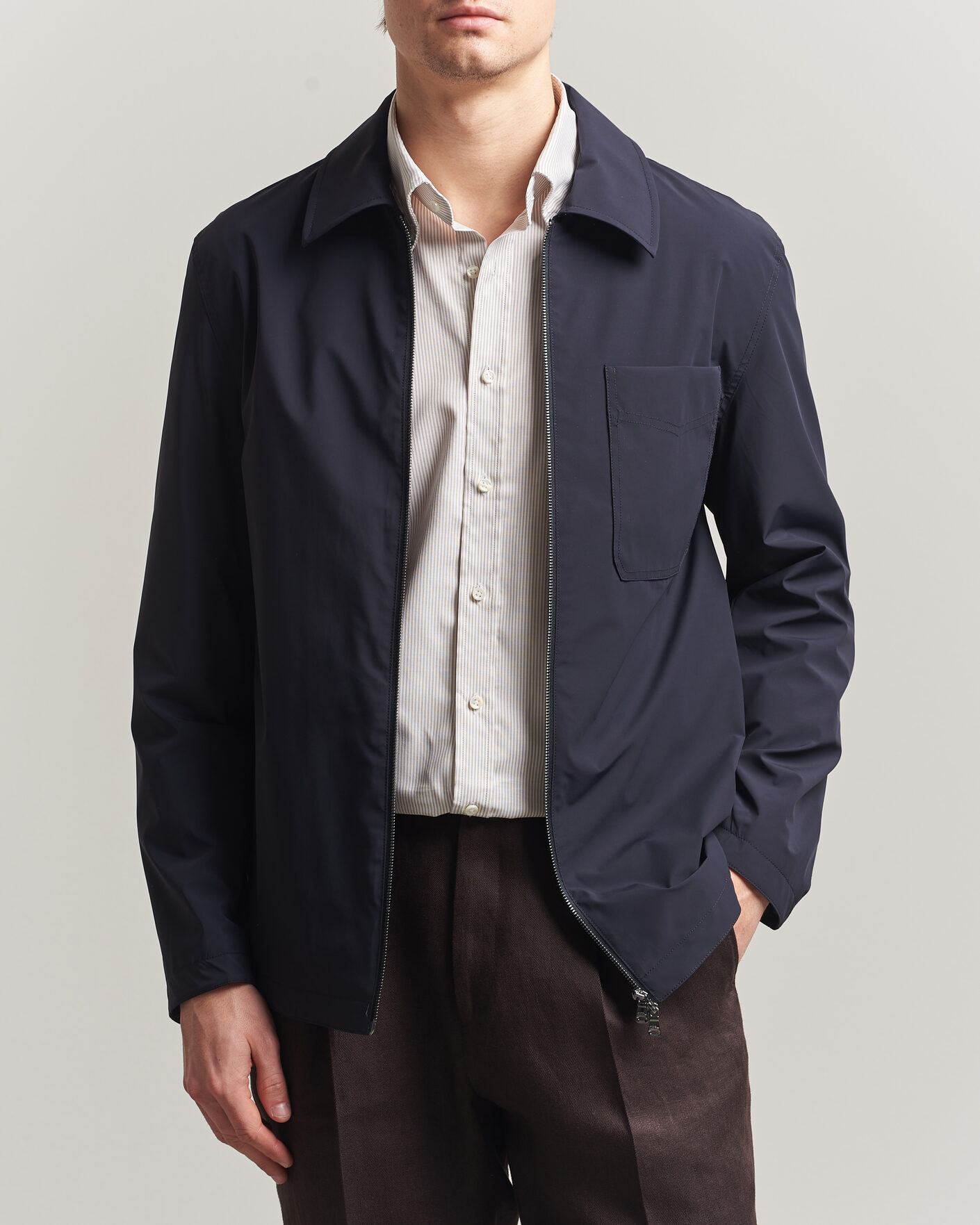 Mies | Takit | Oscar Jacobson | Light Zipped Shirt Jacket Navy