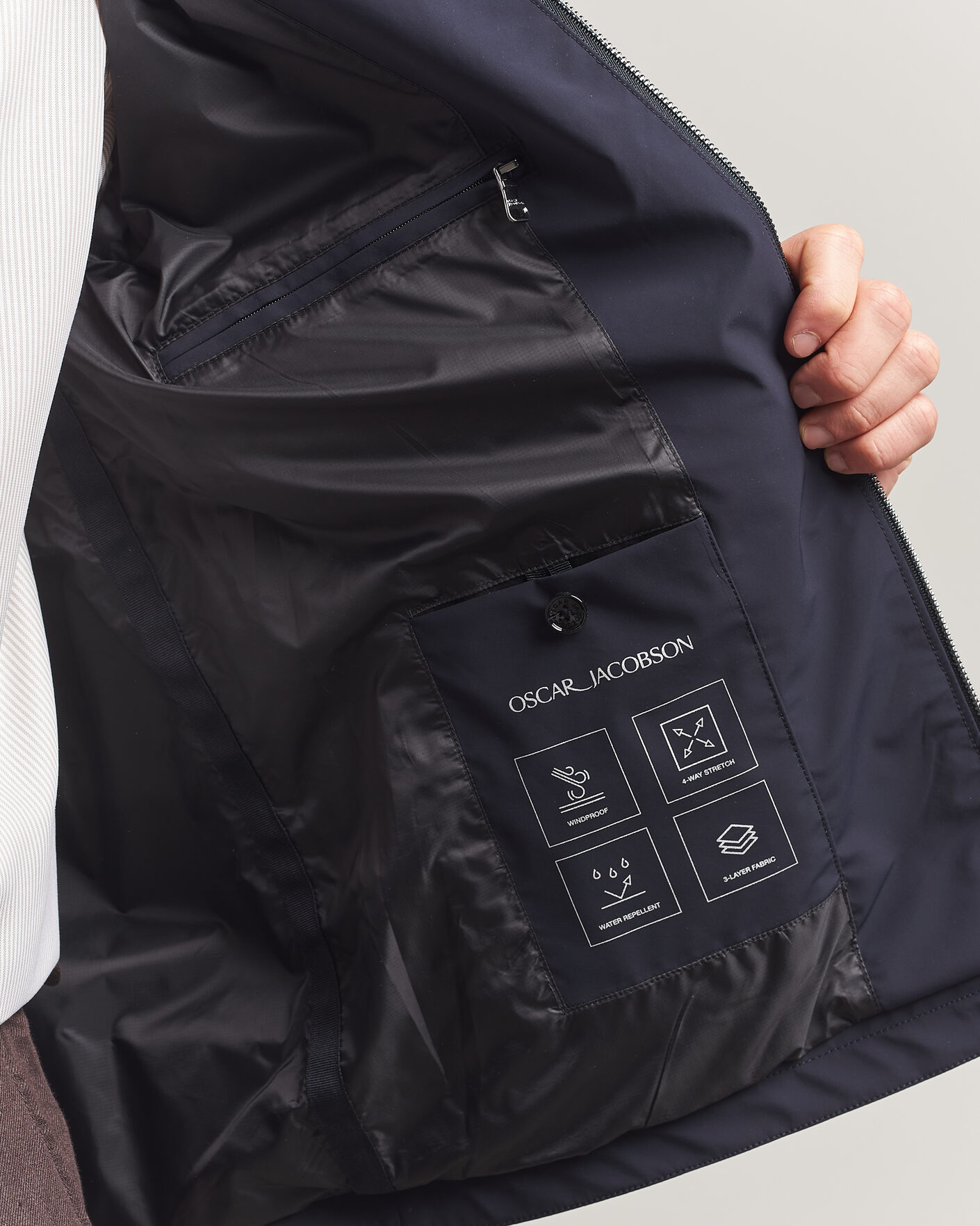 Mies | Takit | Oscar Jacobson | Light Zipped Shirt Jacket Navy