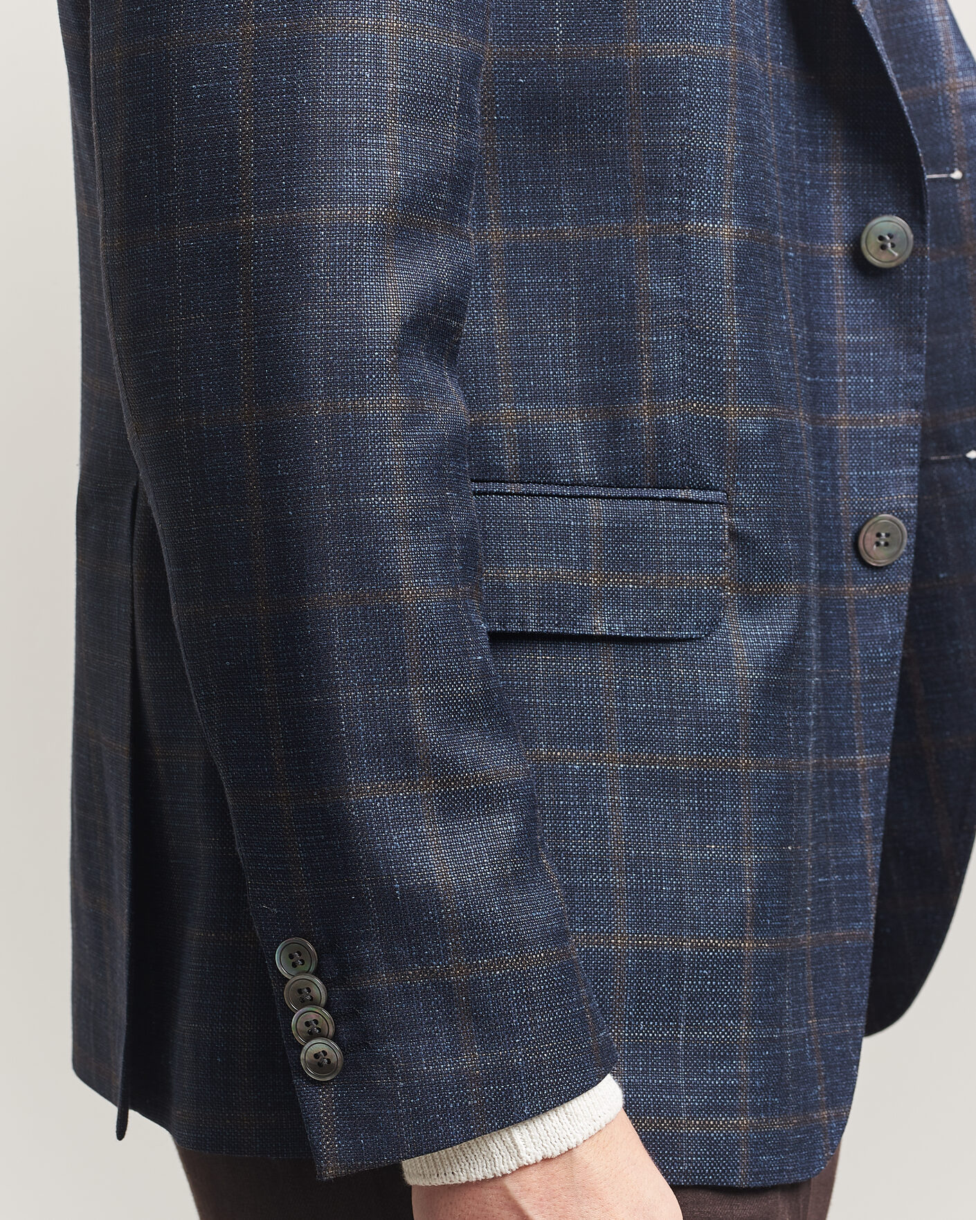 Mies | Pikkutakit | Oscar Jacobson | Ferry Patch Loro Piana Summertime Checked Blazer Navy