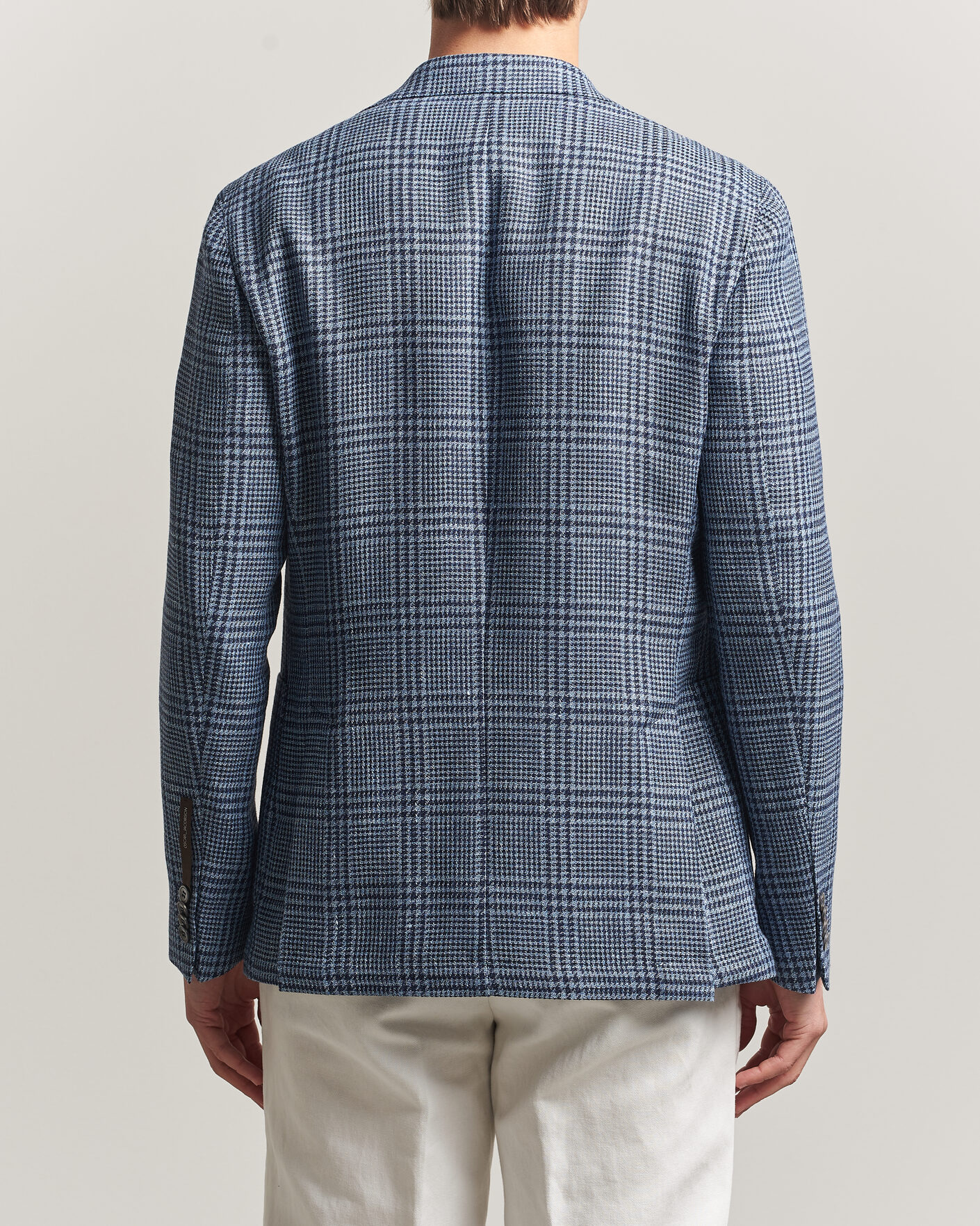 Mies | Pikkutakit | Oscar Jacobson | Ferry Patch Soft Checked Linen/Wool Blazer Blue