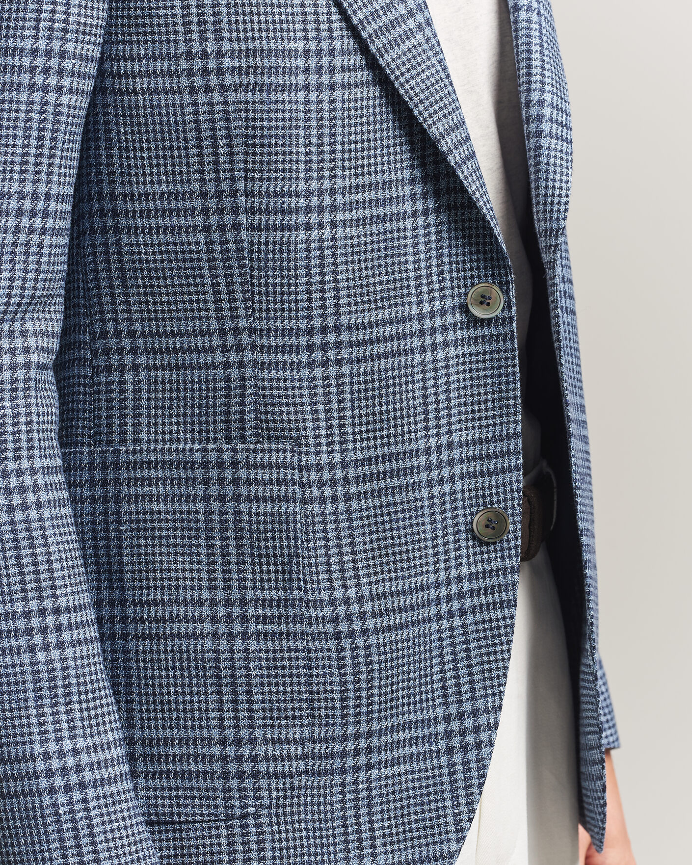Mies | Pikkutakit | Oscar Jacobson | Ferry Patch Soft Checked Linen/Wool Blazer Blue