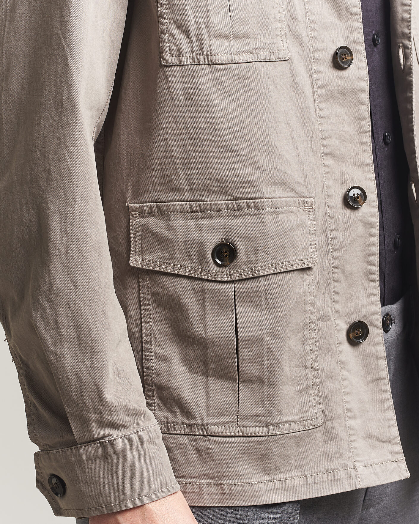 Mies | Kauluspaidat | Oscar Jacobson | Safari Cotton Shirt Jacket Grey