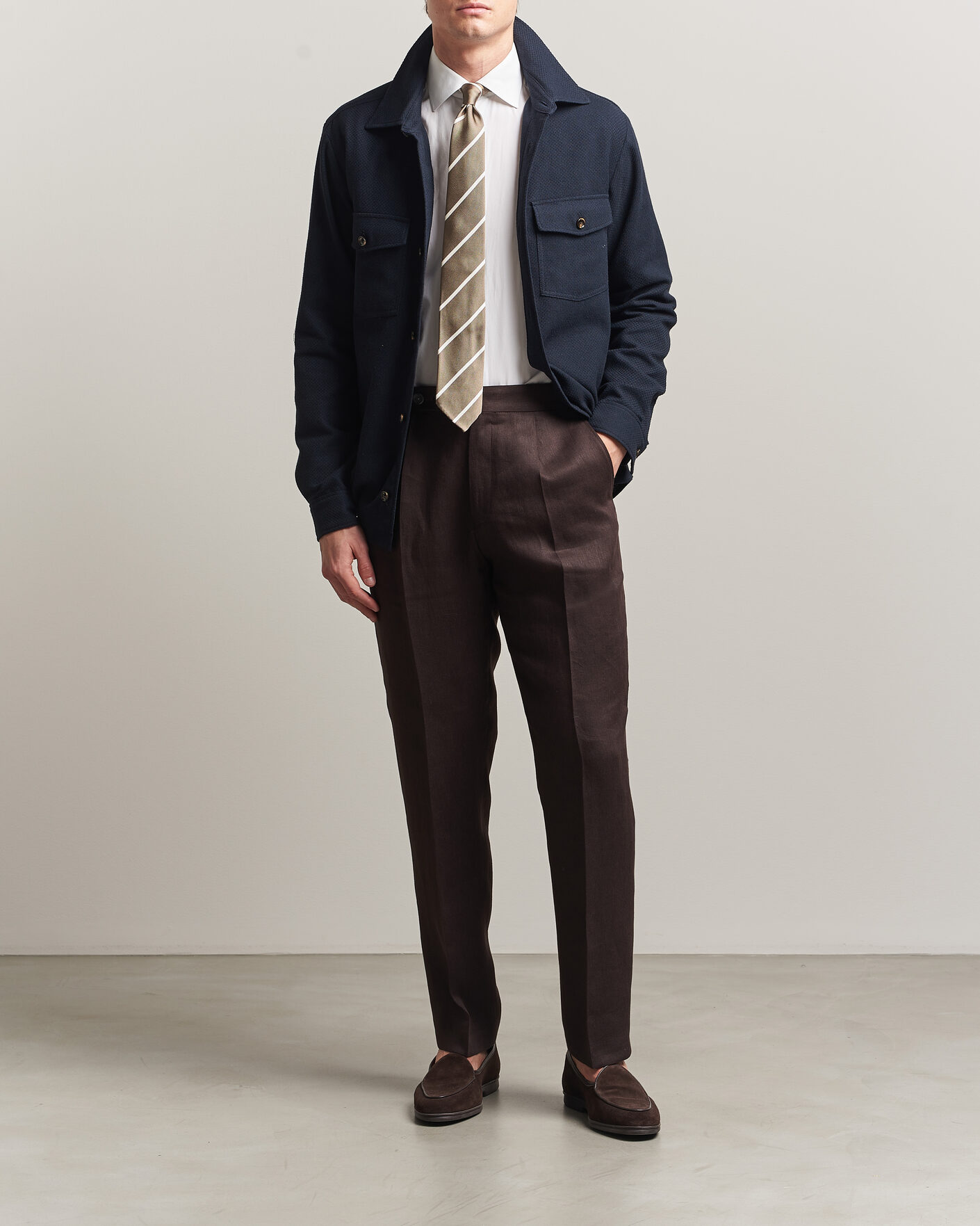 Mies | Kauluspaidat | Oscar Jacobson | Magnus Structure Cotton Overshirt Navy