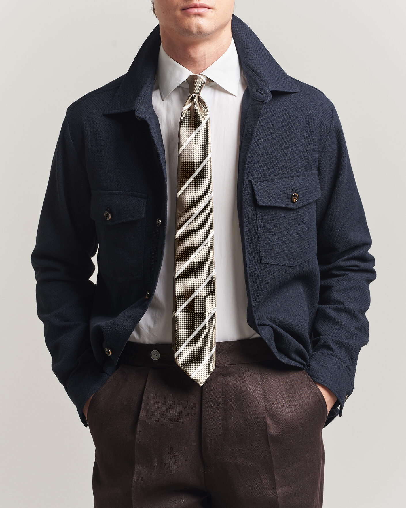 Mies | Kauluspaidat | Oscar Jacobson | Magnus Structure Cotton Overshirt Navy