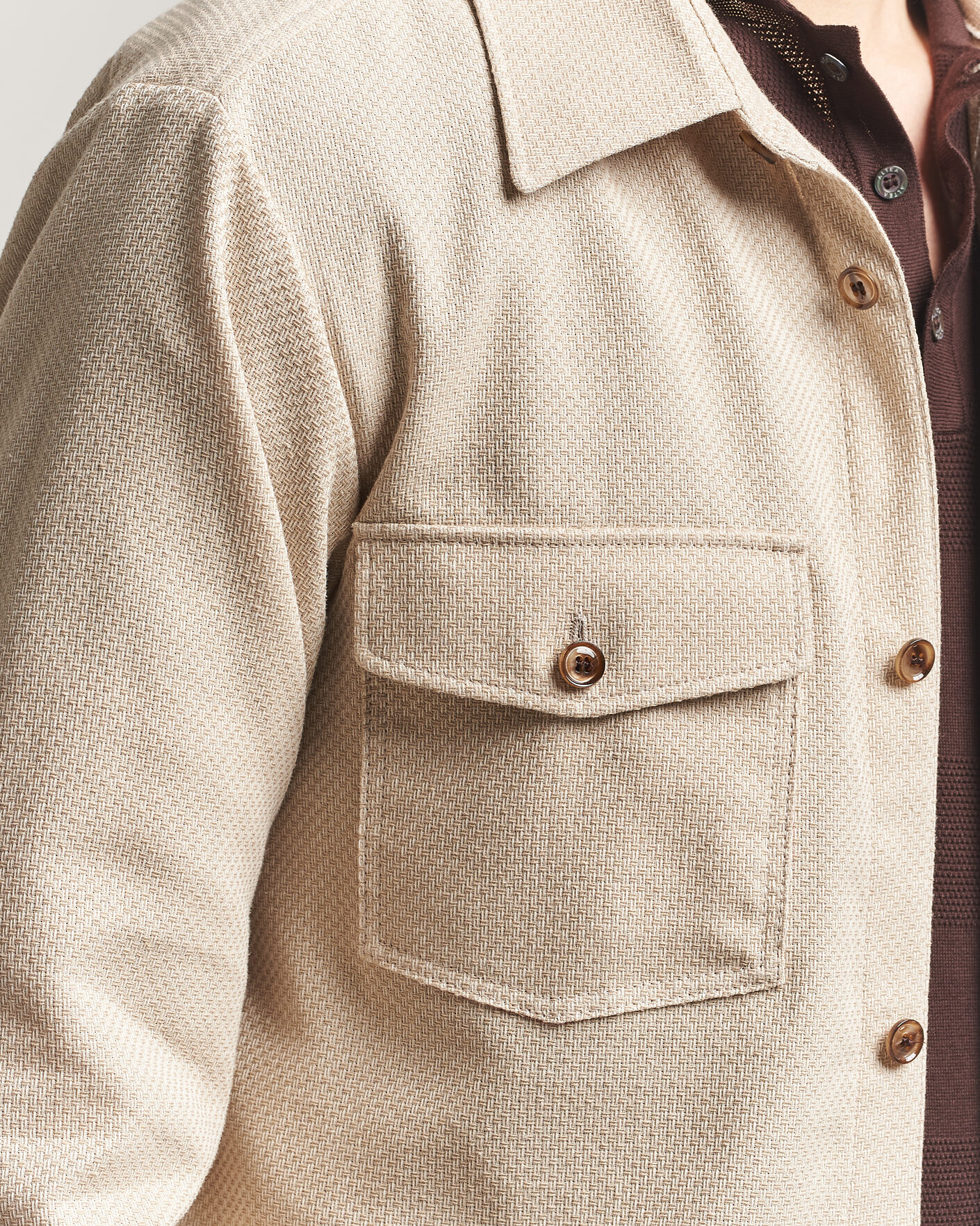 Mies | Kauluspaidat | Oscar Jacobson | Magnus Structure Cotton Overshirt Beige