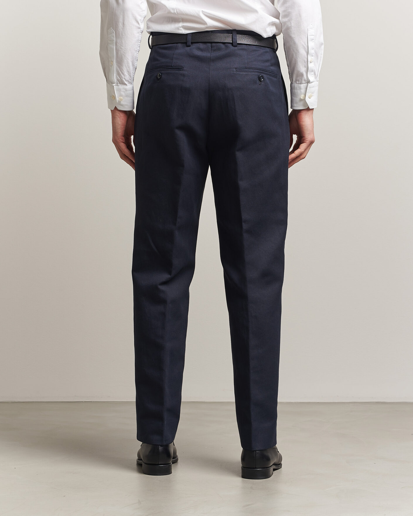 Mies | Housut | Oscar Jacobson | Del Cotton/Linen Trousers Navy