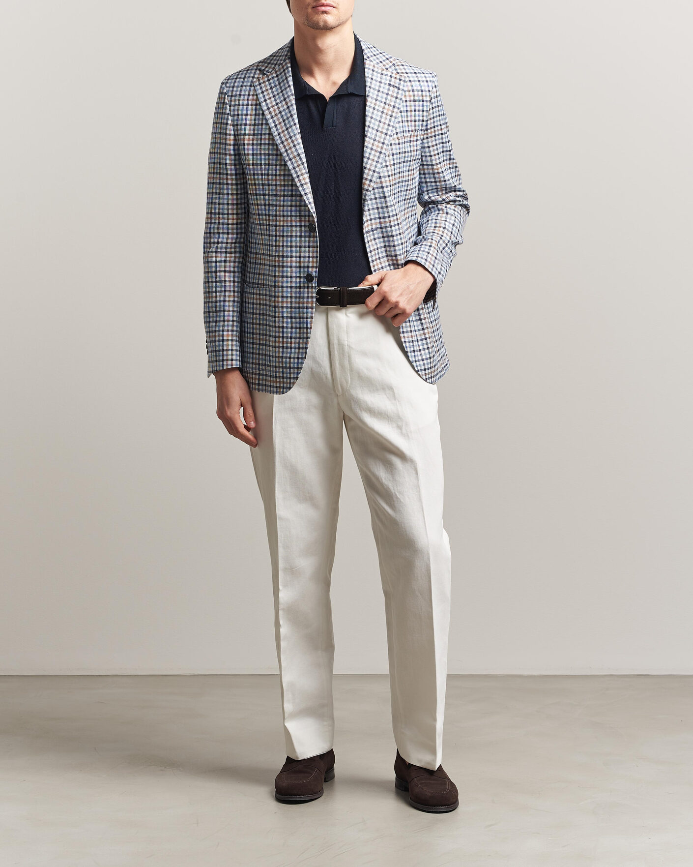 Mies | Housut | Oscar Jacobson | Del Cotton/Linen Trousers White