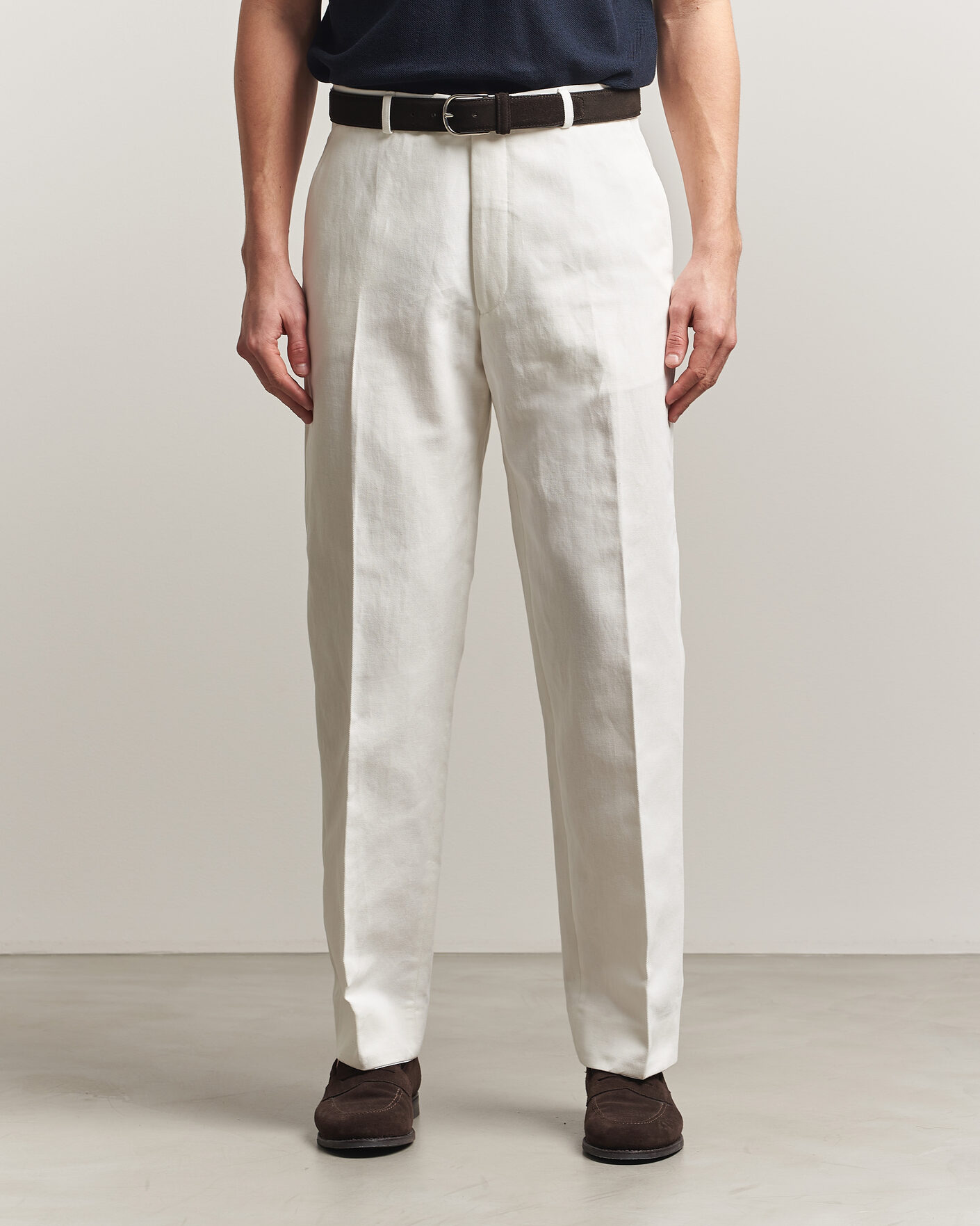 Mies | Housut | Oscar Jacobson | Del Cotton/Linen Trousers White