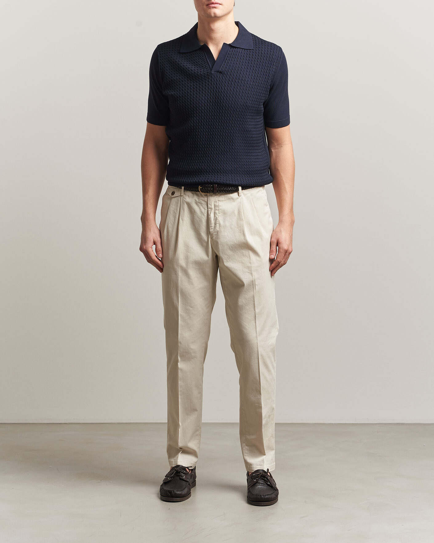 Mies | Pikeet | Oscar Jacobson | Alf Structured Cotton Polo Navy