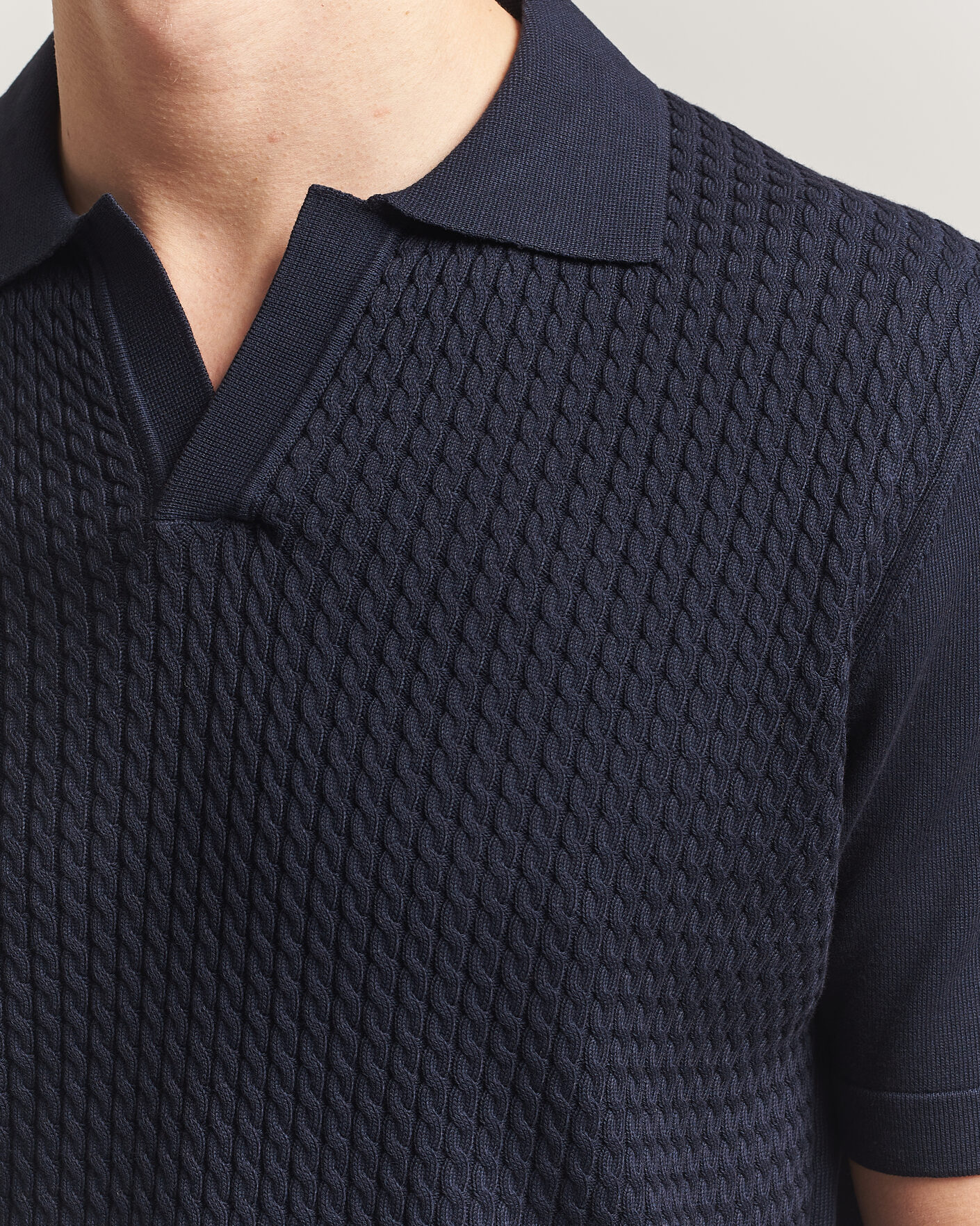 Mies | Pikeet | Oscar Jacobson | Alf Structured Cotton Polo Navy