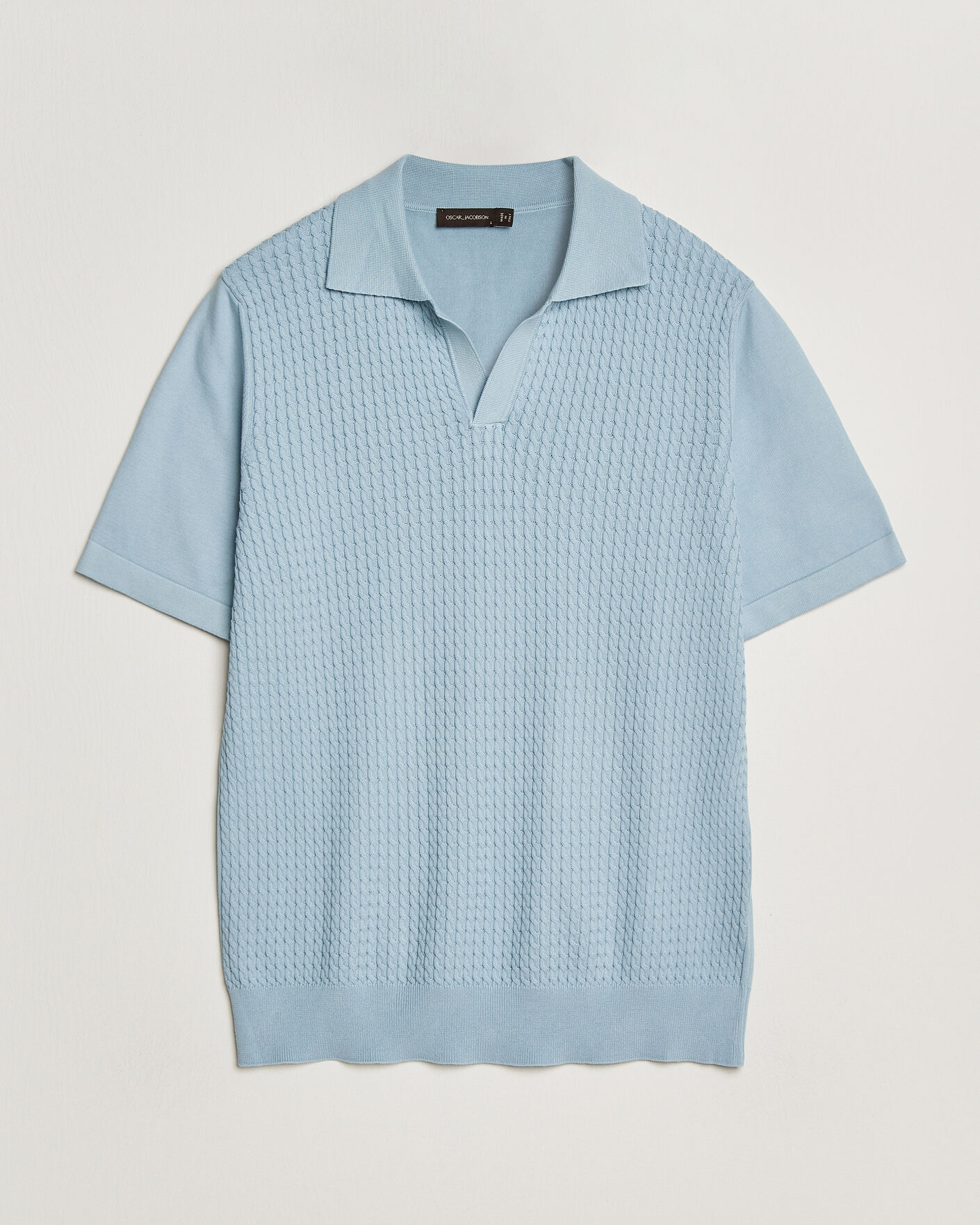 Mies | Pikeet | Oscar Jacobson | Alf Structured Cotton Polo Light Blue