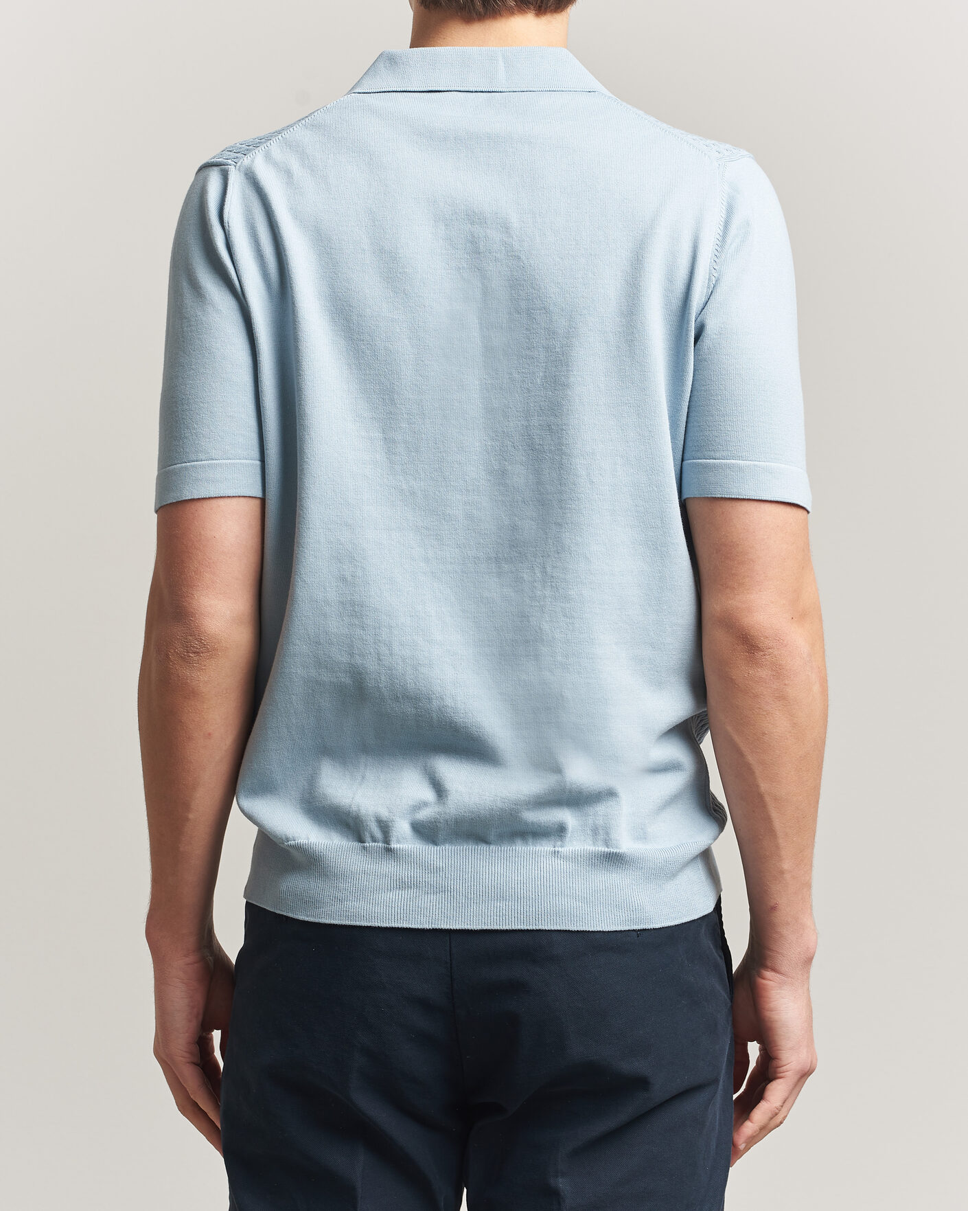 Mies | Pikeet | Oscar Jacobson | Alf Structured Cotton Polo Light Blue
