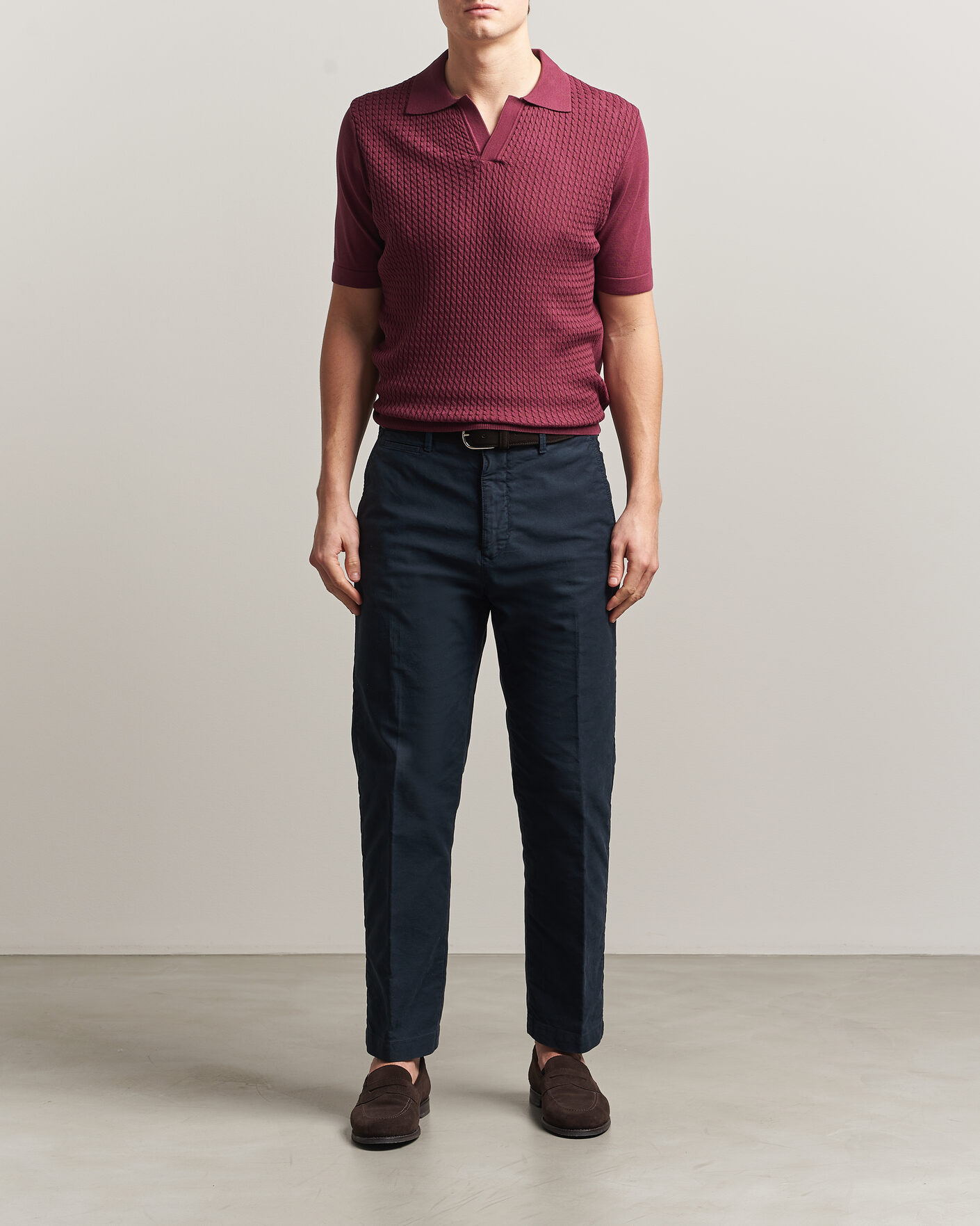 Mies | Pikeet | Oscar Jacobson | Alf Structured Cotton Polo Wine Red