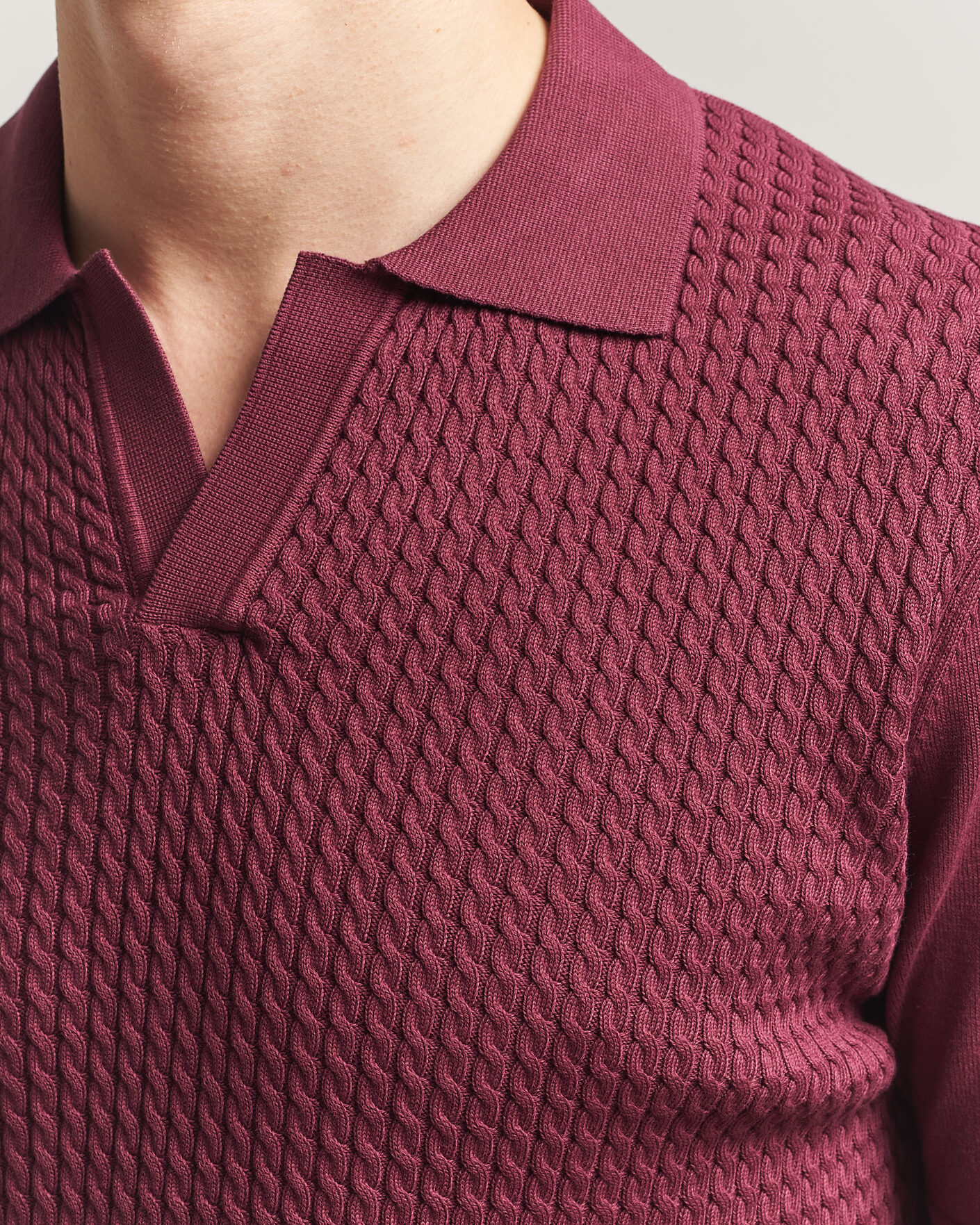 Mies | Pikeet | Oscar Jacobson | Alf Structured Cotton Polo Wine Red