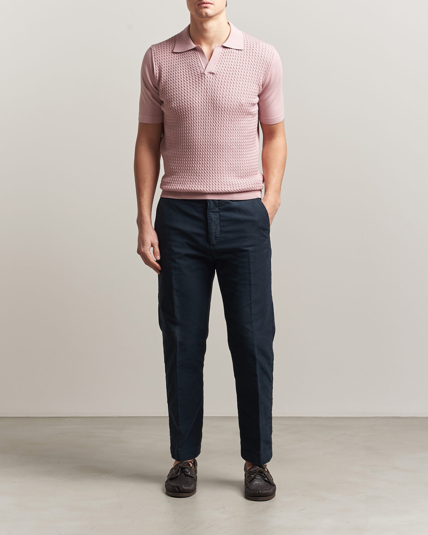Mies | Pikeet | Oscar Jacobson | Alf Structured Cotton Polo Pink