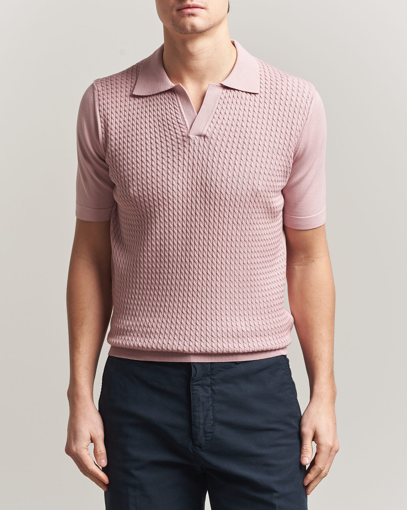 Mies | Pikeet | Oscar Jacobson | Alf Structured Cotton Polo Pink
