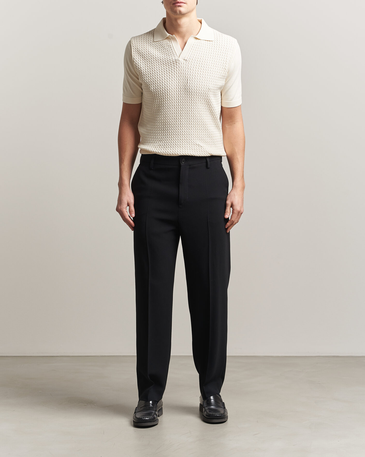 Mies | Pikeet | Oscar Jacobson | Alf Structured Cotton Polo Off White