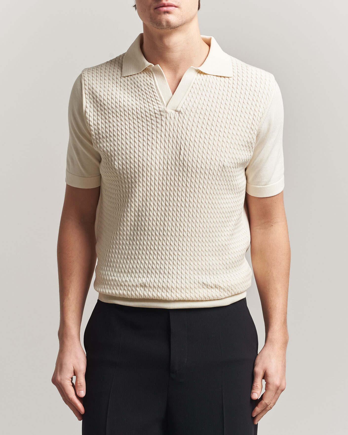 Mies | Pikeet | Oscar Jacobson | Alf Structured Cotton Polo Off White