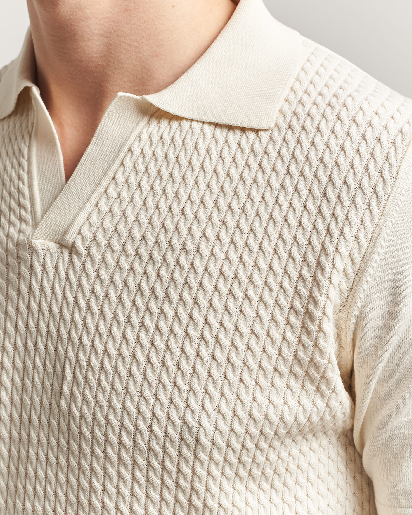 Mies | Pikeet | Oscar Jacobson | Alf Structured Cotton Polo Off White