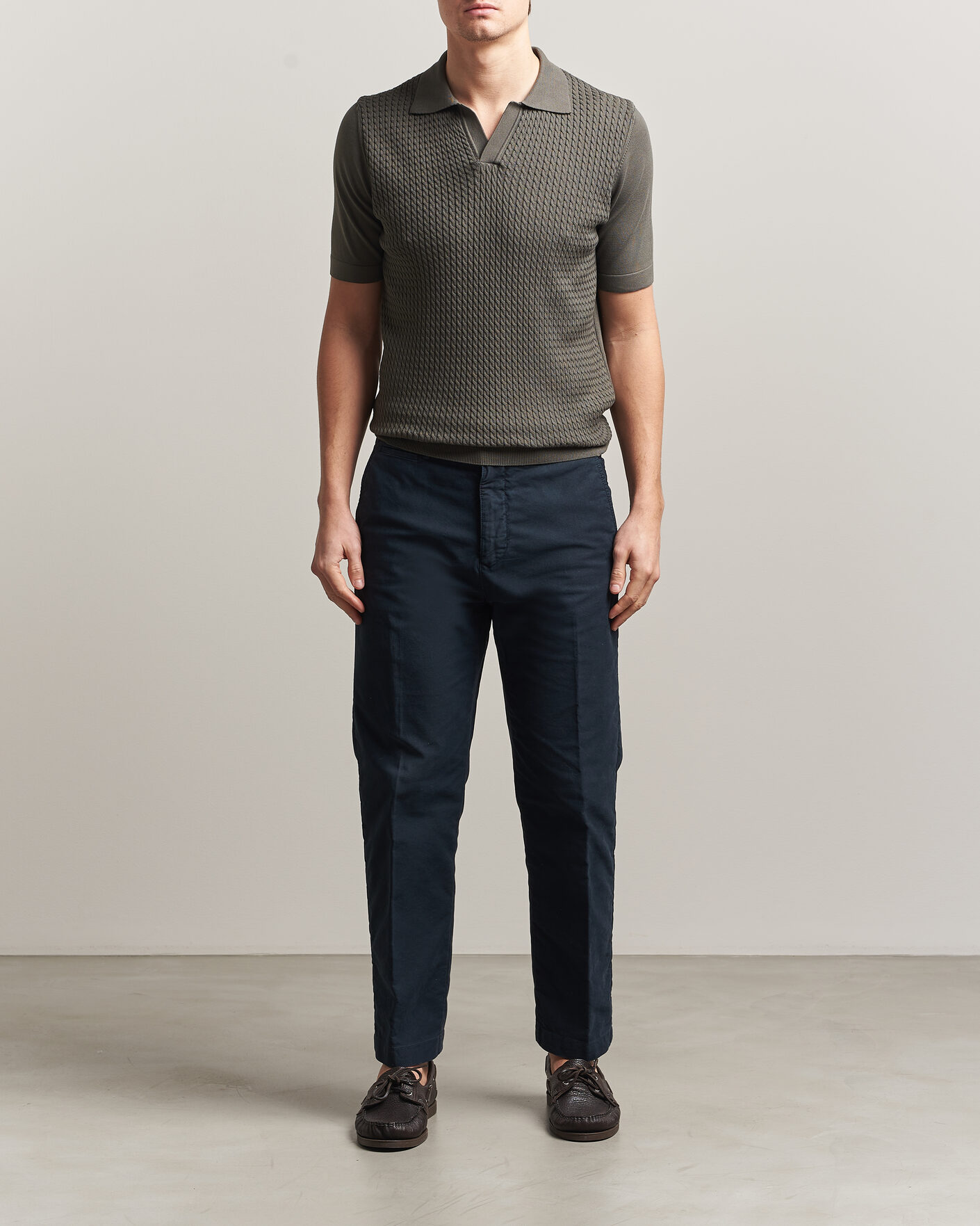 Mies | Pikeet | Oscar Jacobson | Alf Structured Cotton Polo Green