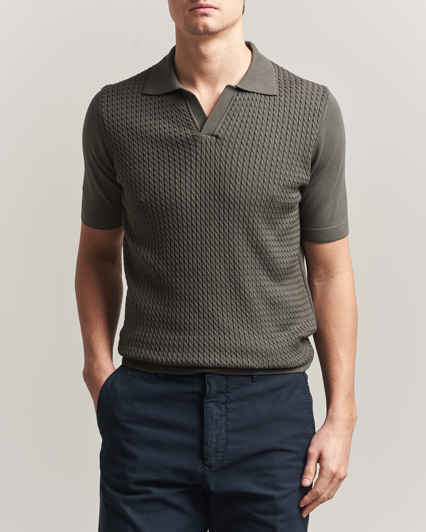 Mies | Pikeet | Oscar Jacobson | Alf Structured Cotton Polo Green