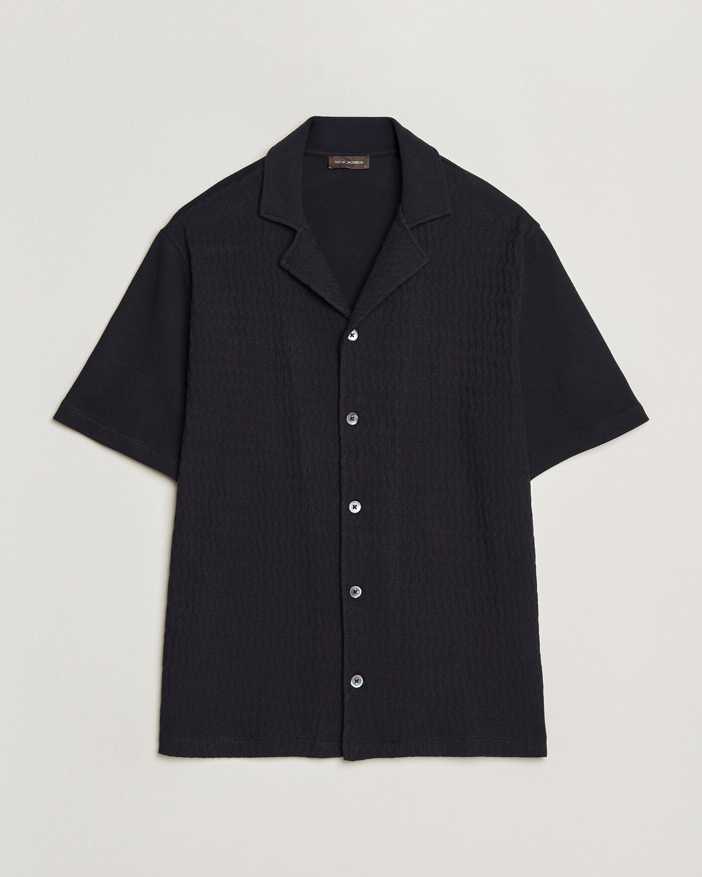 Mies | Kauluspaidat | Oscar Jacobson | Kirk Knitted Short Sleeve Shirt Navy