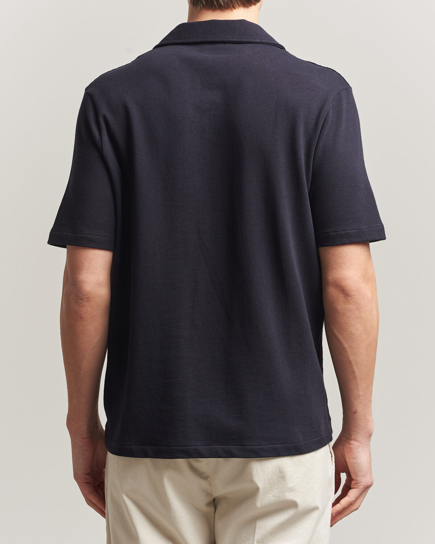 Mies | Kauluspaidat | Oscar Jacobson | Kirk Knitted Short Sleeve Shirt Navy