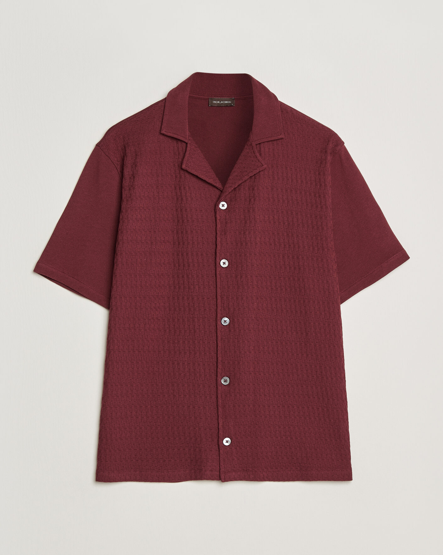 Mies | Kauluspaidat | Oscar Jacobson | Kirk Knitted Short Sleeve Shirt Wine Red
