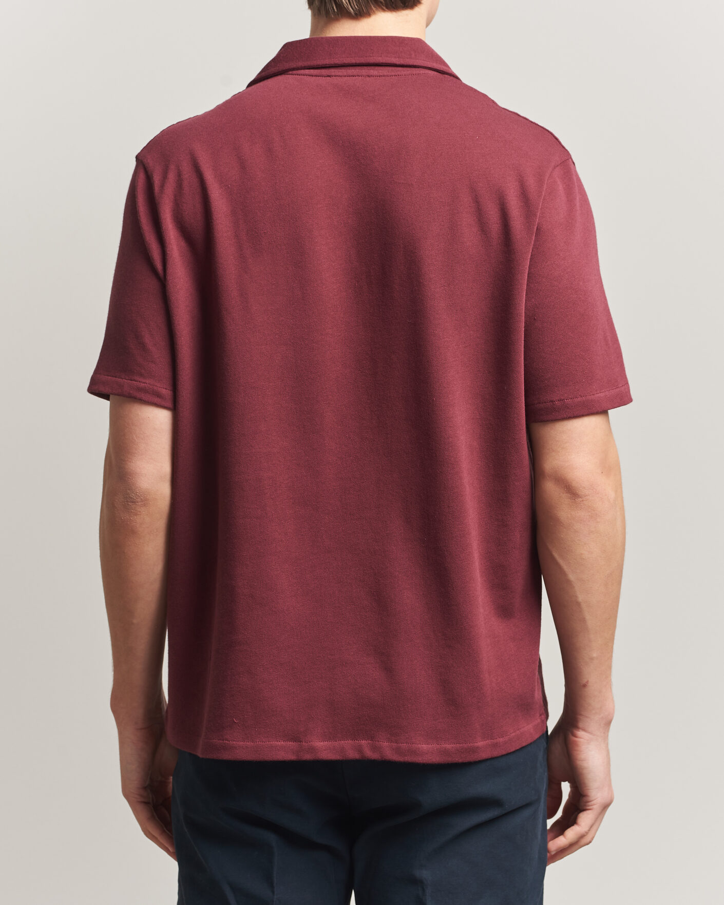 Mies | Kauluspaidat | Oscar Jacobson | Kirk Knitted Short Sleeve Shirt Wine Red
